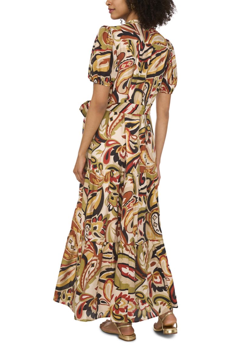 Petite Puff Sleeve Button Down Maxi Dress