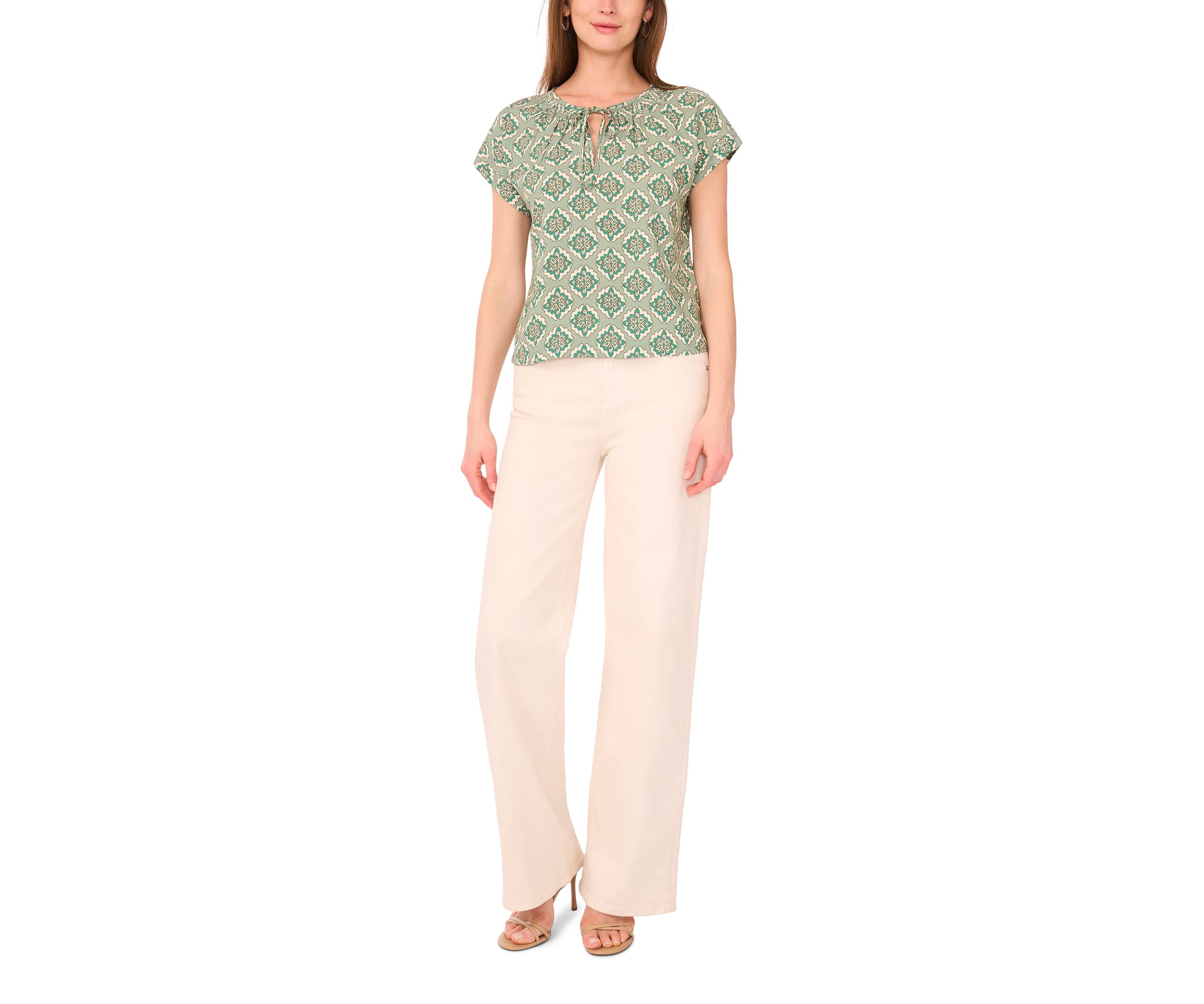 Petite Printed Peasant Blouse