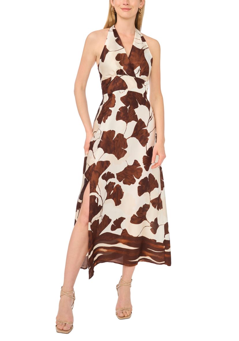 vince camuto petite cocktail dresses V-Neck Pleated Floral Dress Maxi dress My Actual Bust is:68