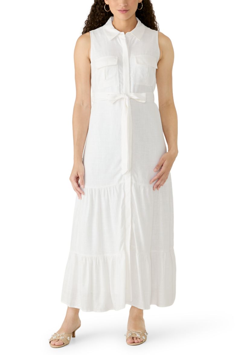 vince camuto linen midi dress Vince Camuto Linen-blend Ruffle Maxi Dress