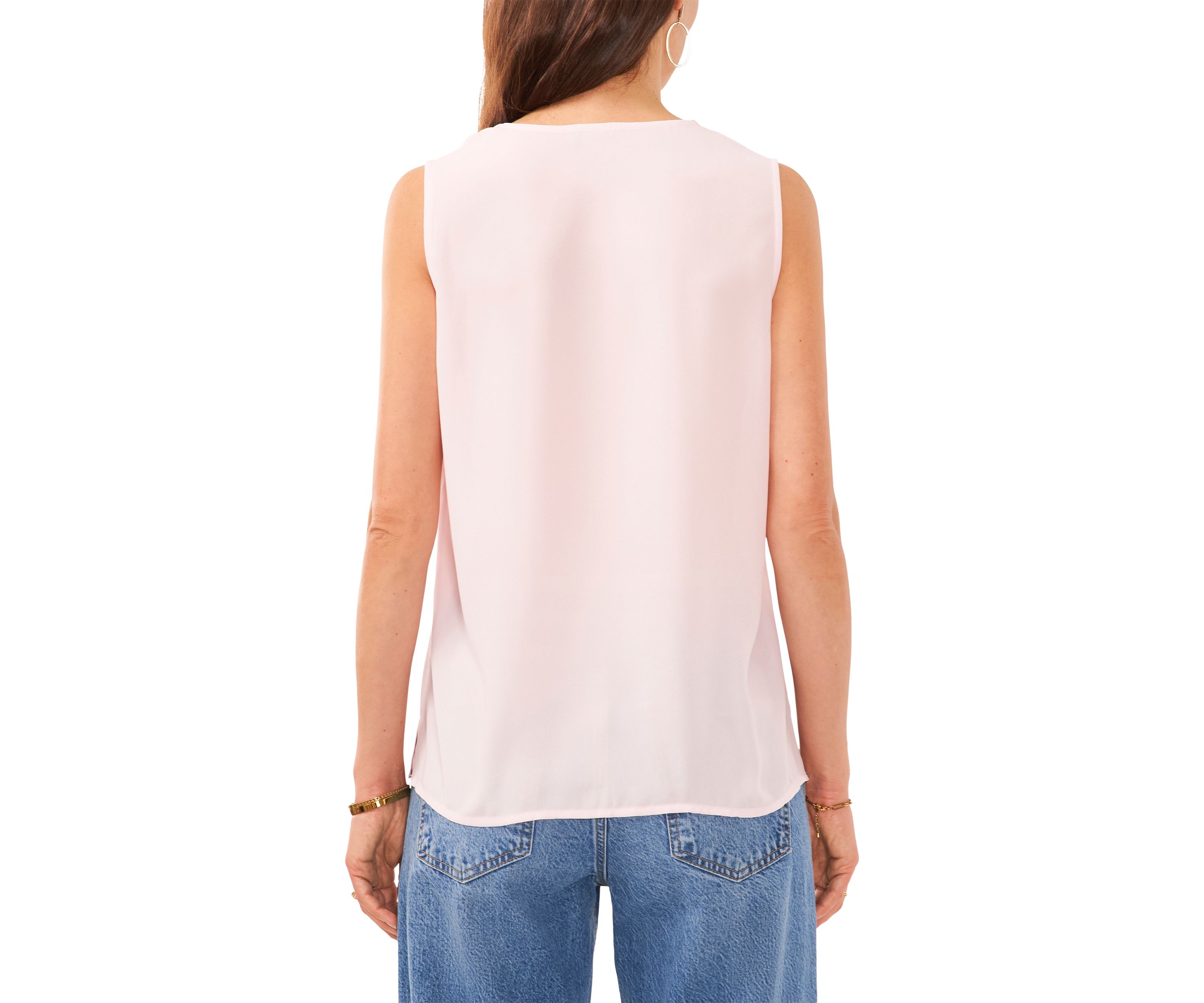 Petite Sleeveless Ruffle V-Neck Blouse