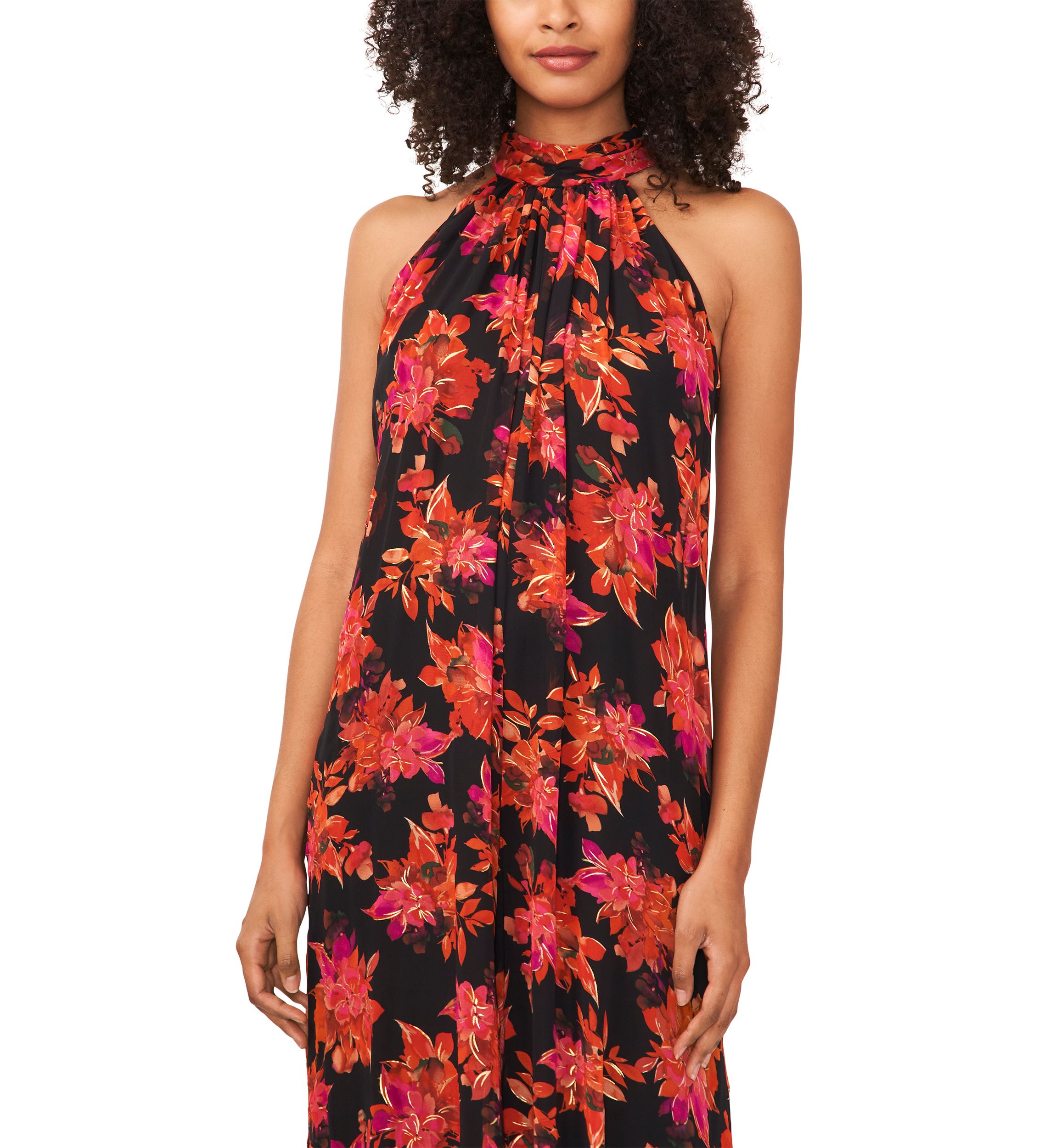 Petite Sleeveless Floral Halter Jumpsuit 