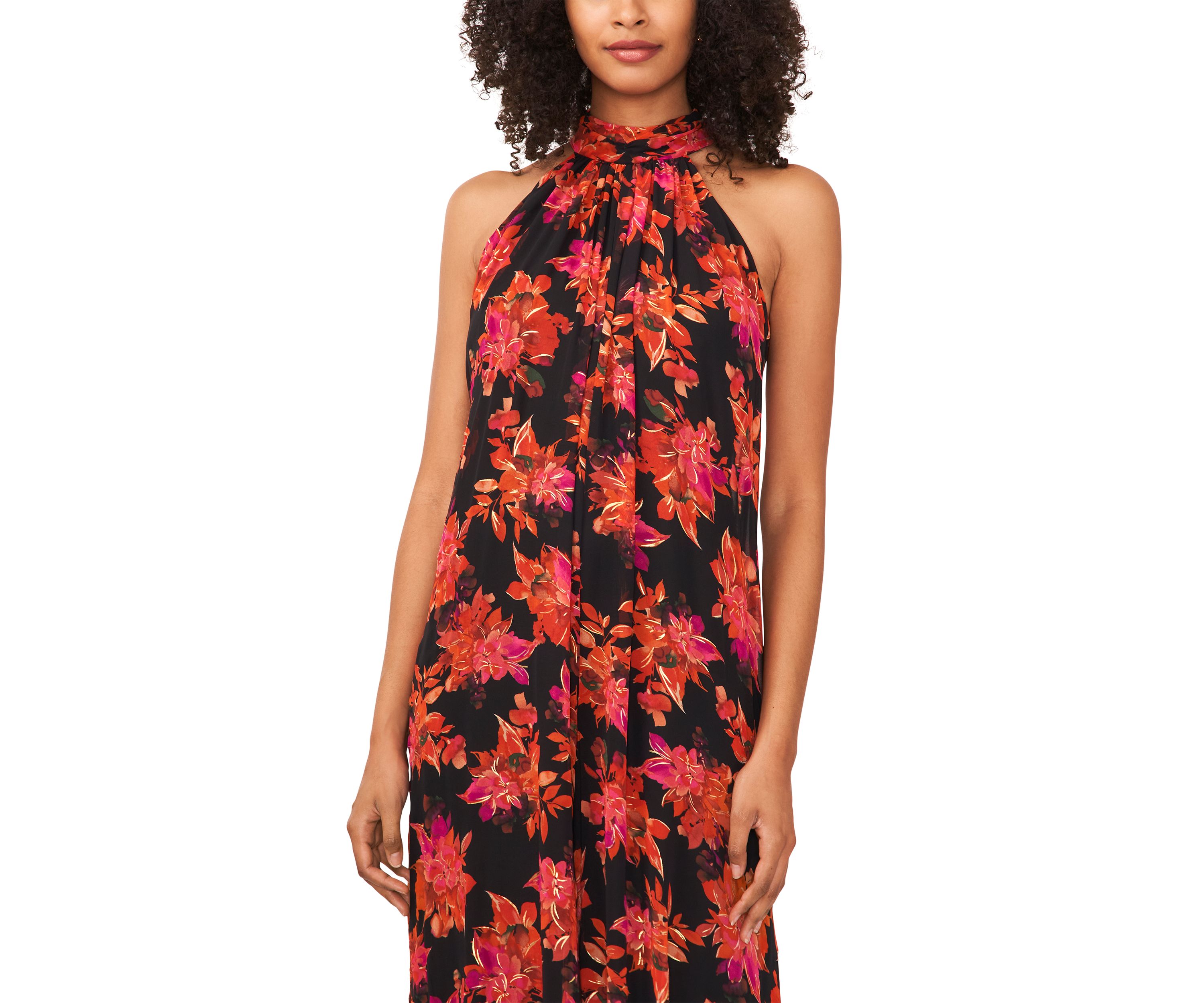 Petite Sleeveless Floral Halter Jumpsuit 