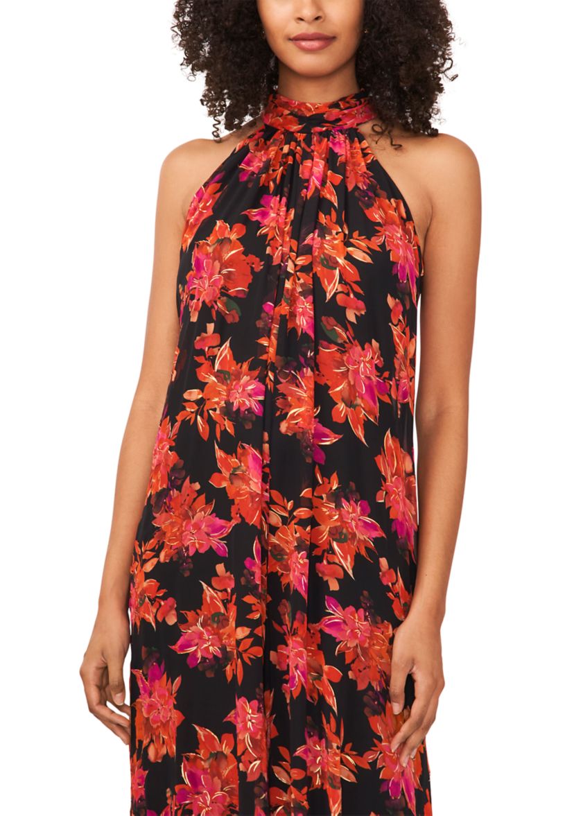 Petite Sleeveless Floral Halter Jumpsuit 