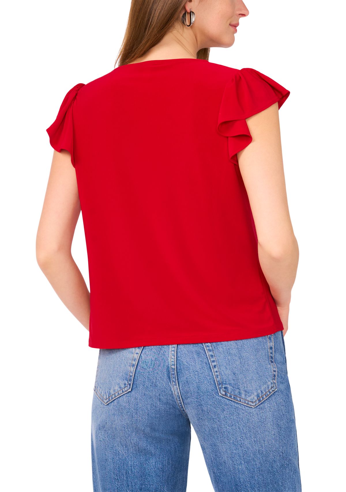 Petite Flutter Sleeve V-Neck Top