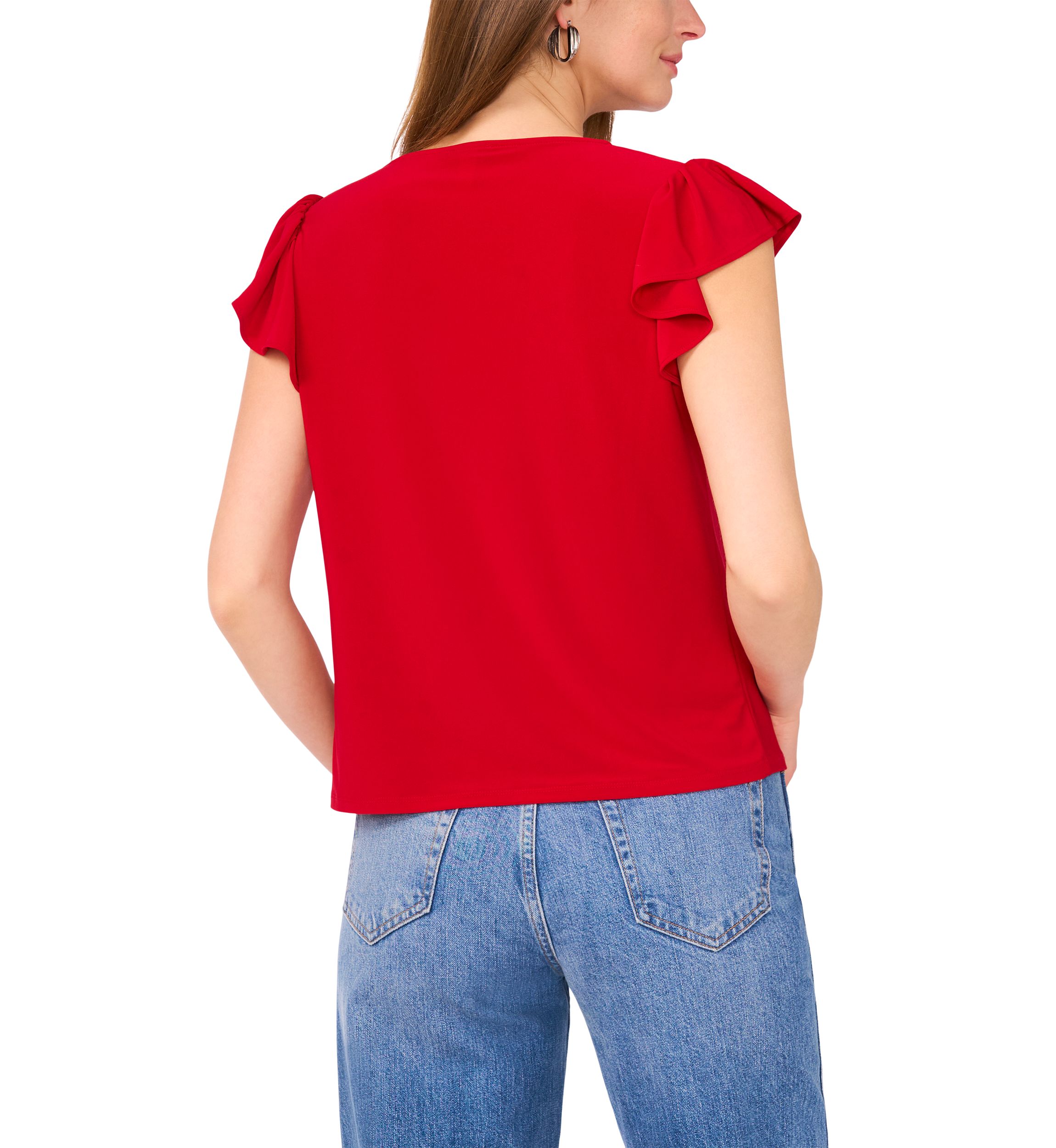 Petite Flutter Sleeve V-Neck Top