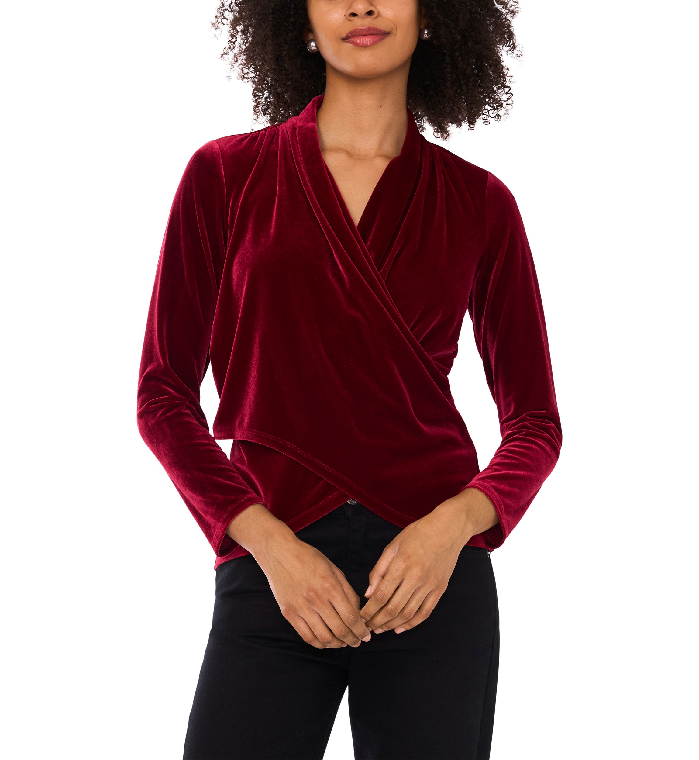 Petite Long Sleeve Wrap Top 