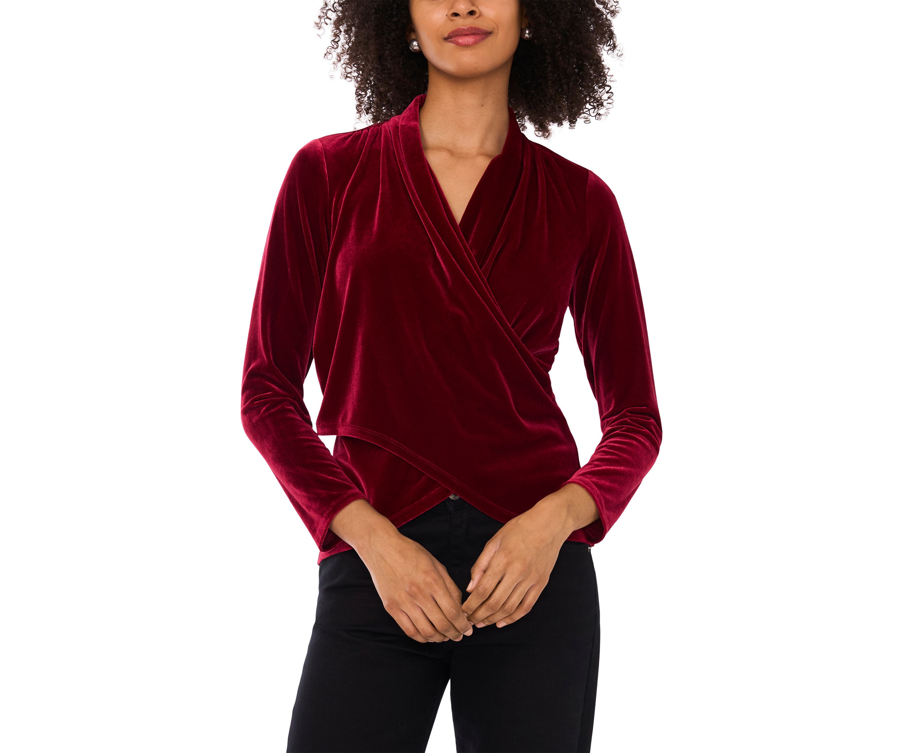 Petite Long Sleeve Wrap Top 