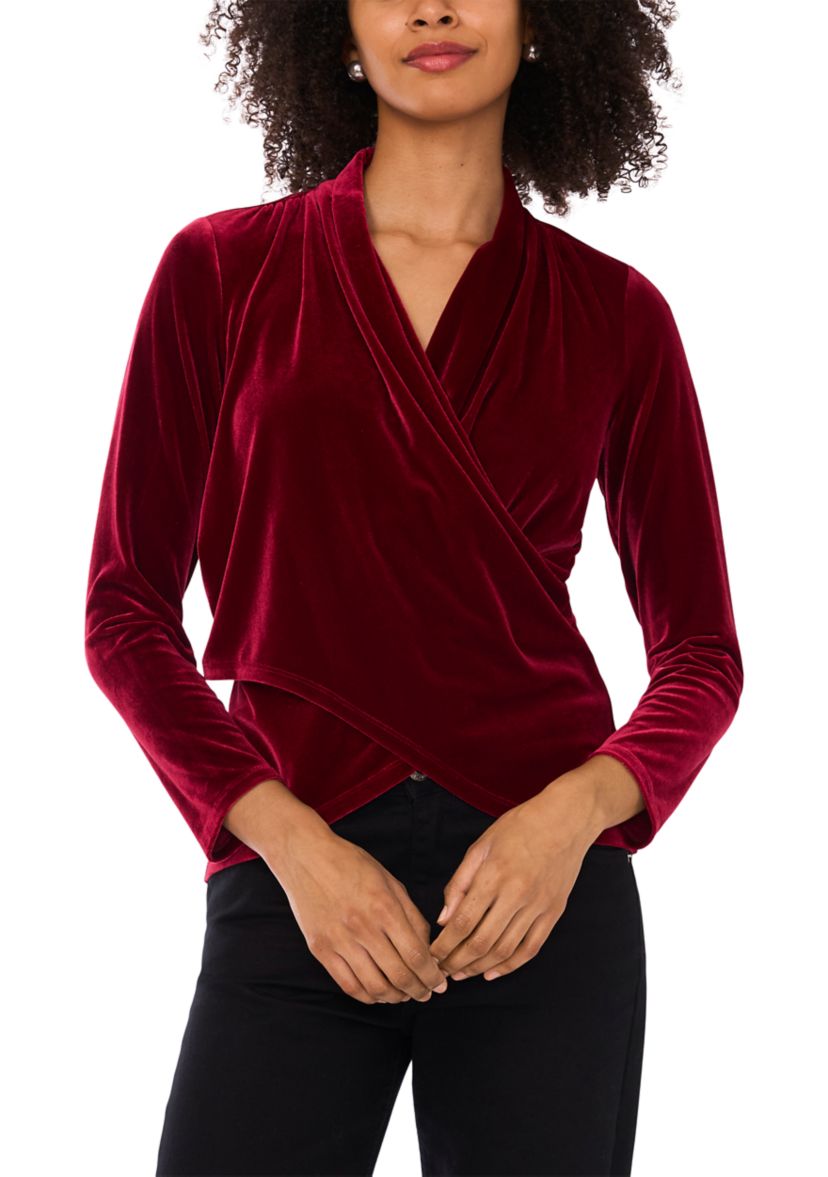Petite Long Sleeve Wrap Top 