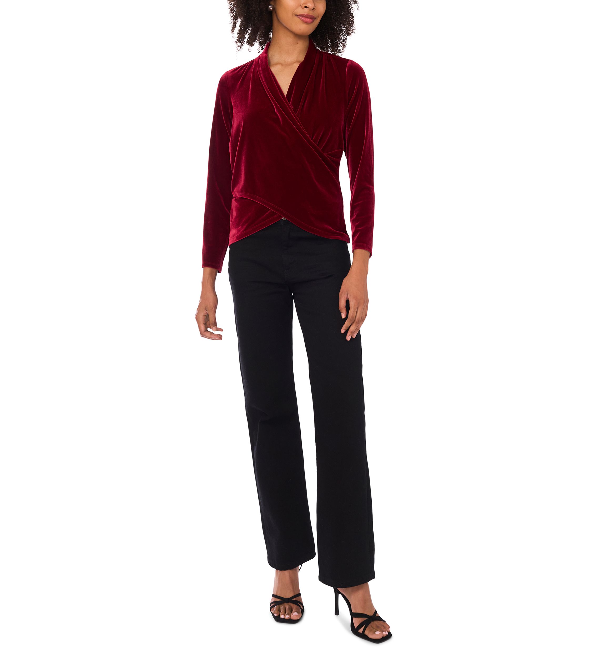 Petite Long Sleeve Wrap Top 