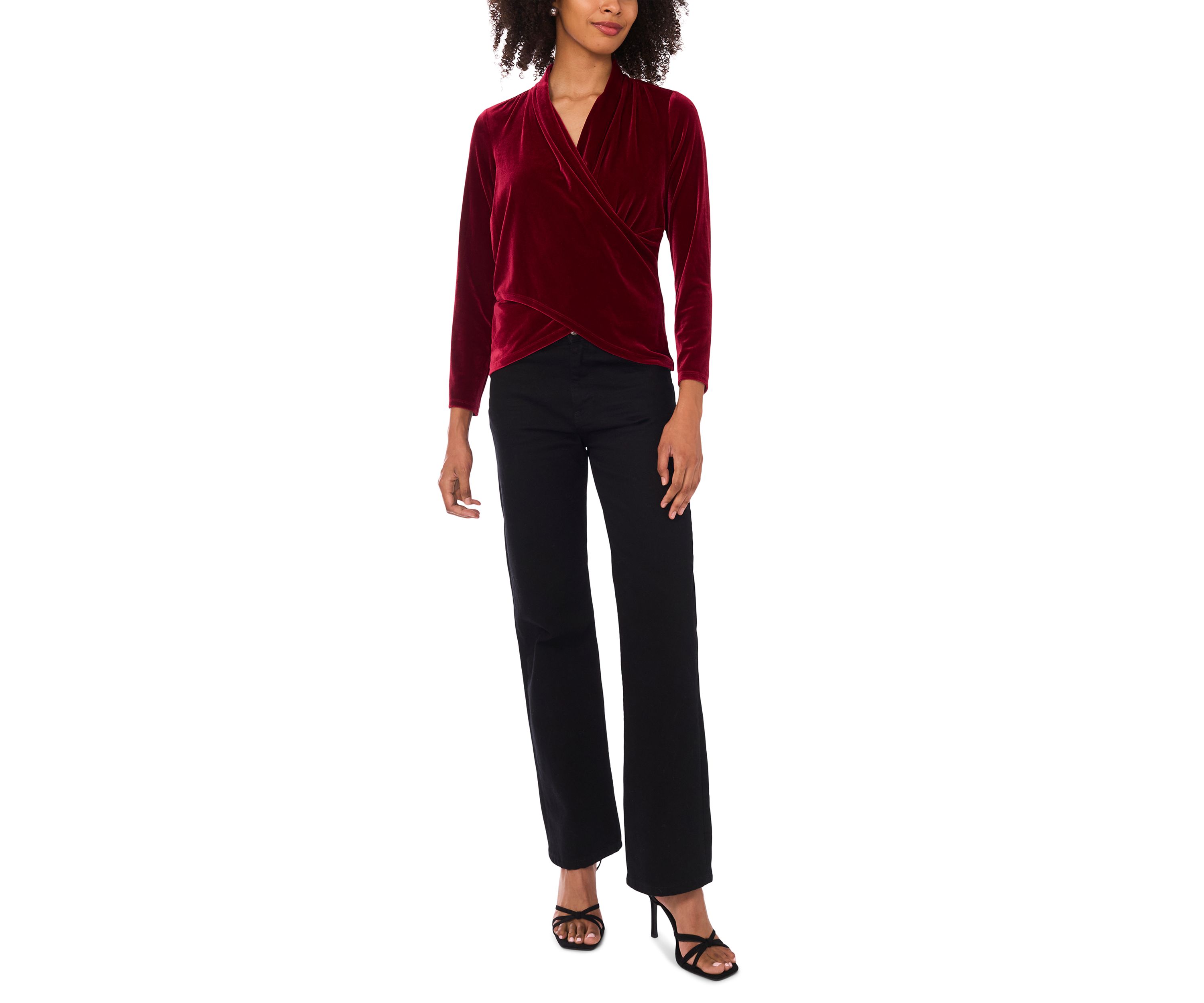 Petite Long Sleeve Wrap Top 