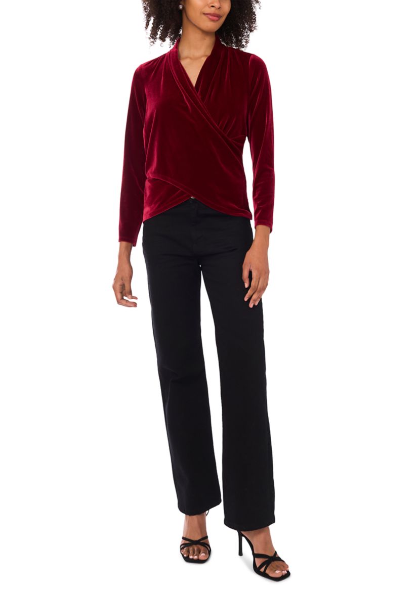 Petite Long Sleeve Wrap Top 