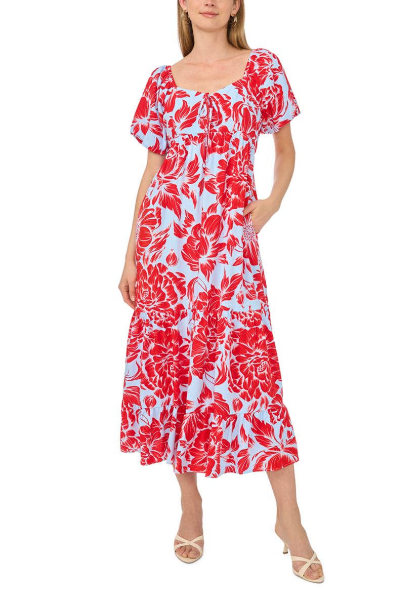 belk maxi dresses petite Crown & Ivy Women's Petite Elbow Sleeve Floral Maxi Dress, PS, Cotton
