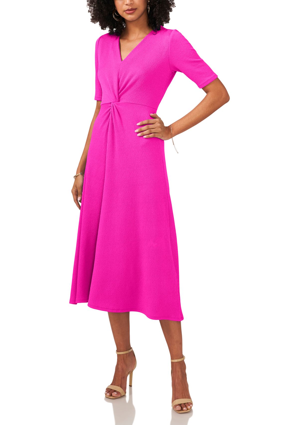 Petite Elbow Sleeve Midi Dress