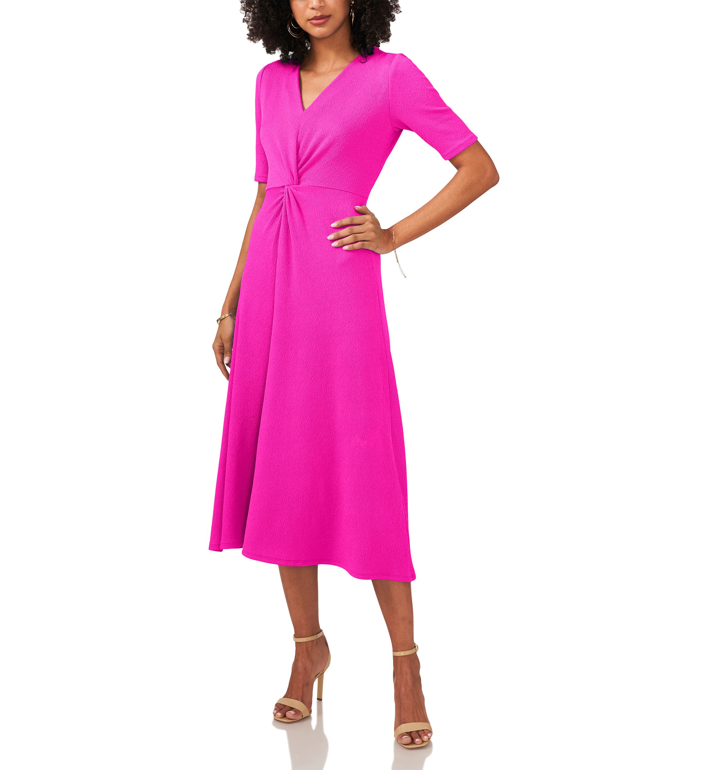 Petite Elbow Sleeve Midi Dress