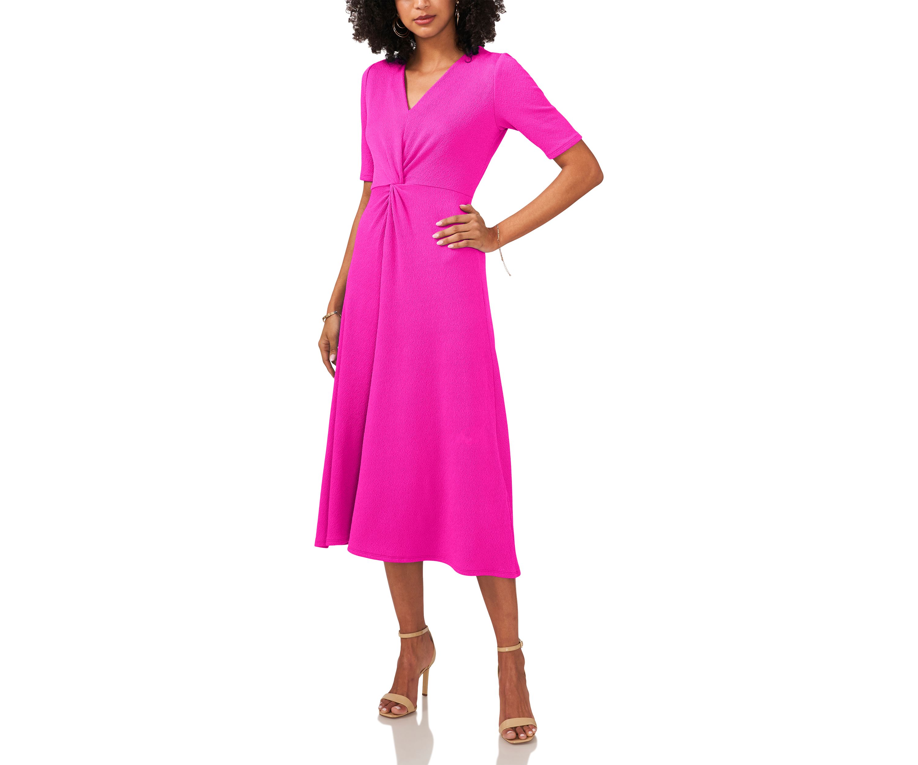 Petite Elbow Sleeve Midi Dress