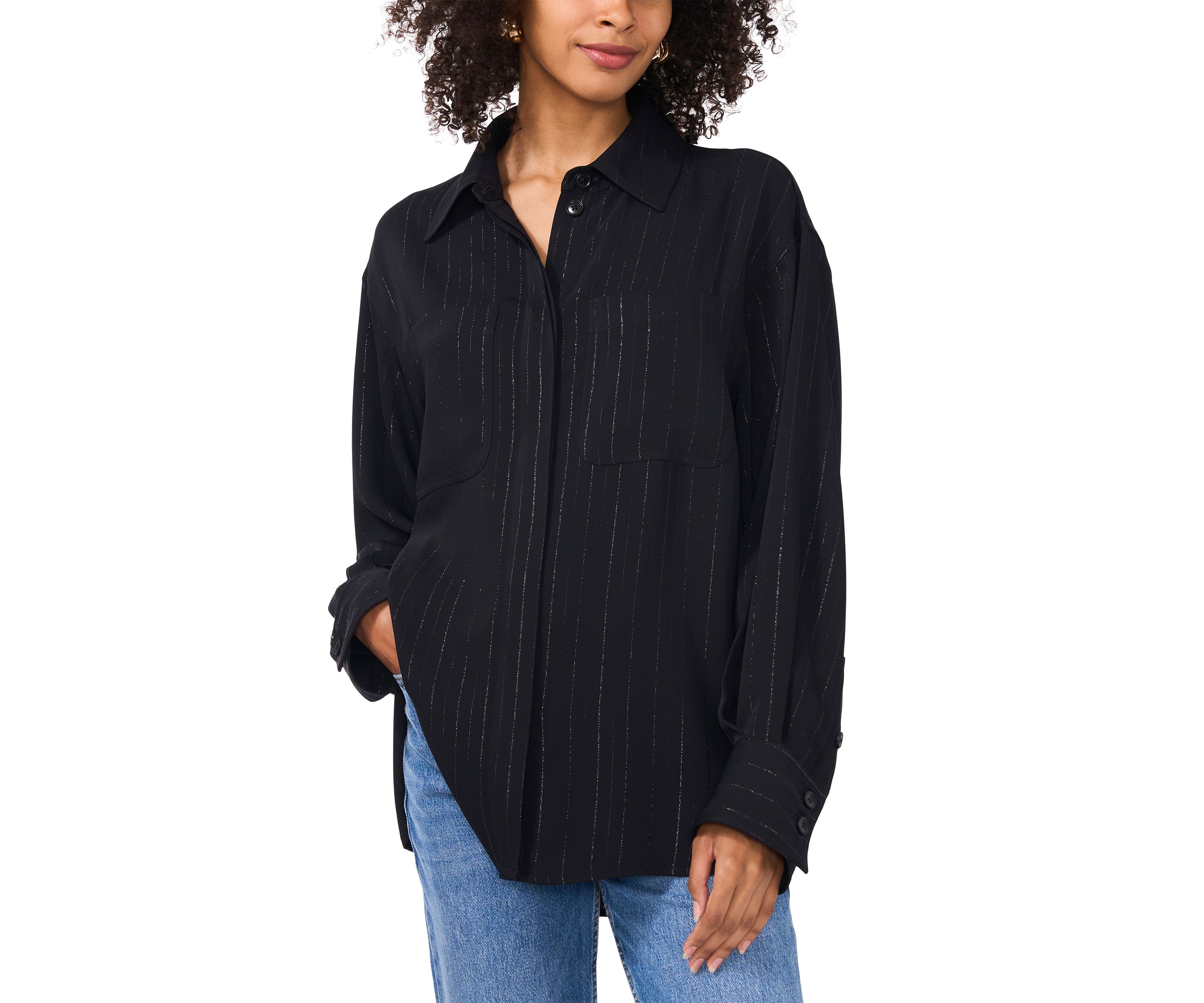 Petite Double Pocket Shirt Jacket
