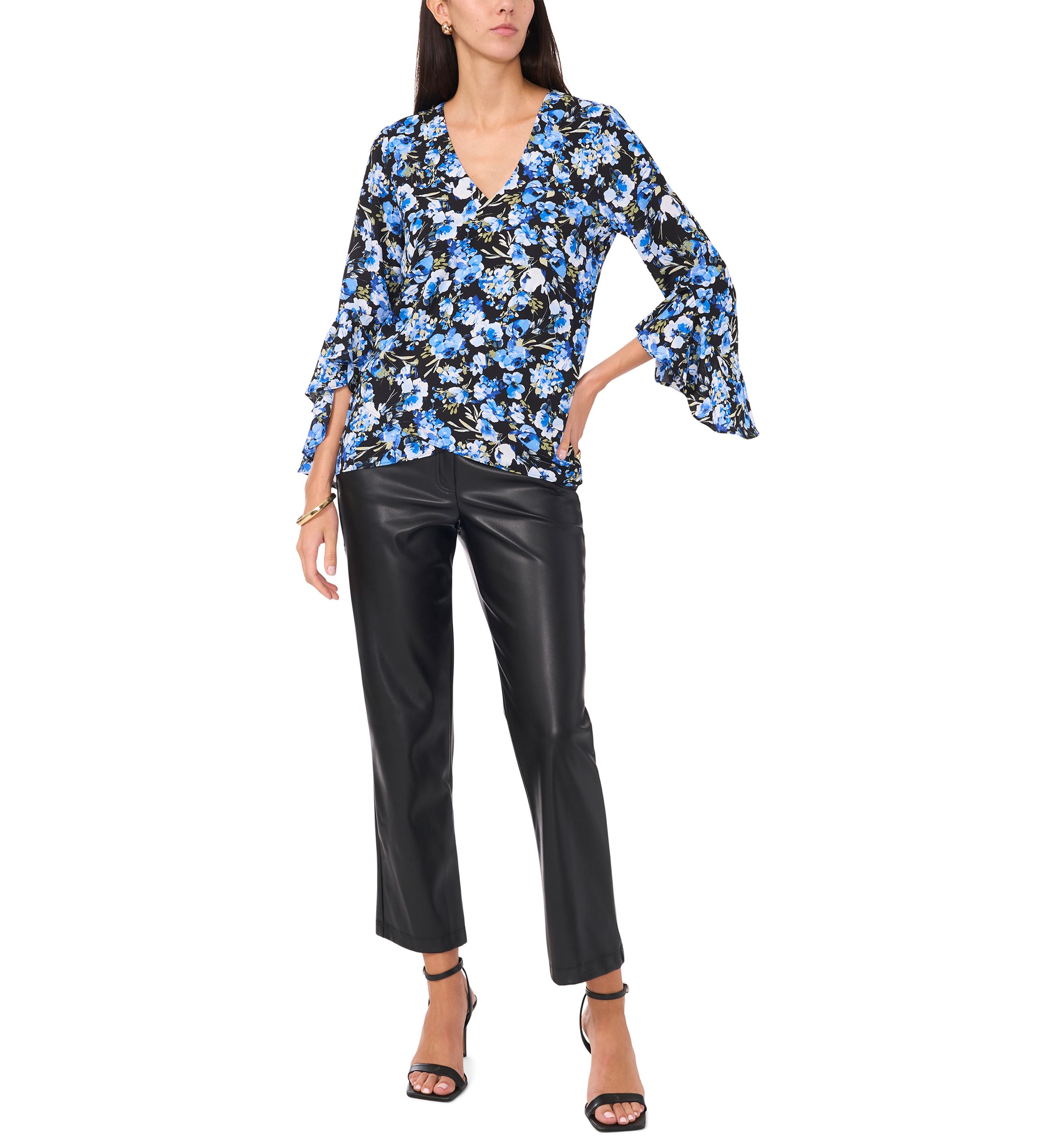 Petite Floral V-Neck Blouse