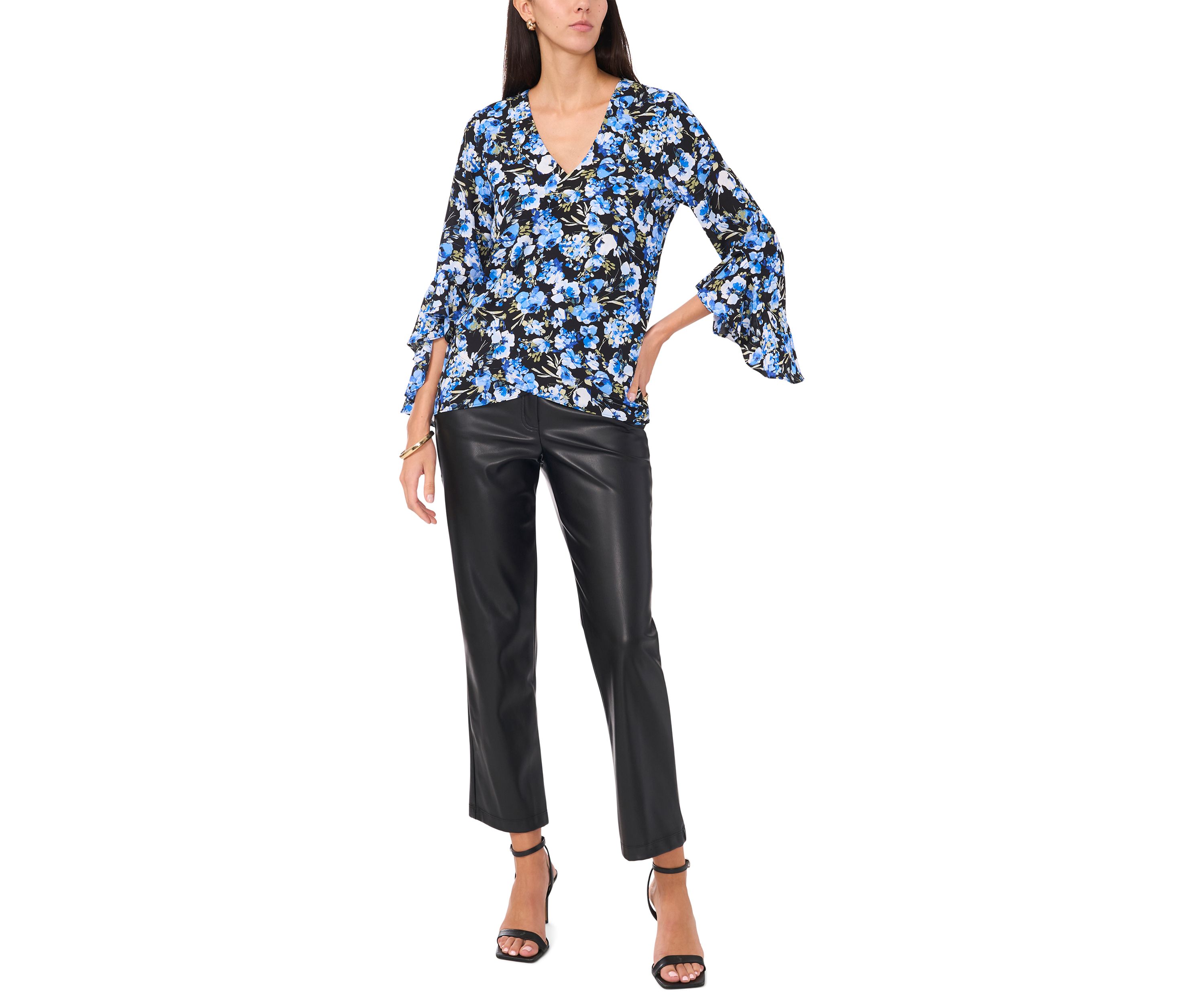 Petite Floral V-Neck Blouse