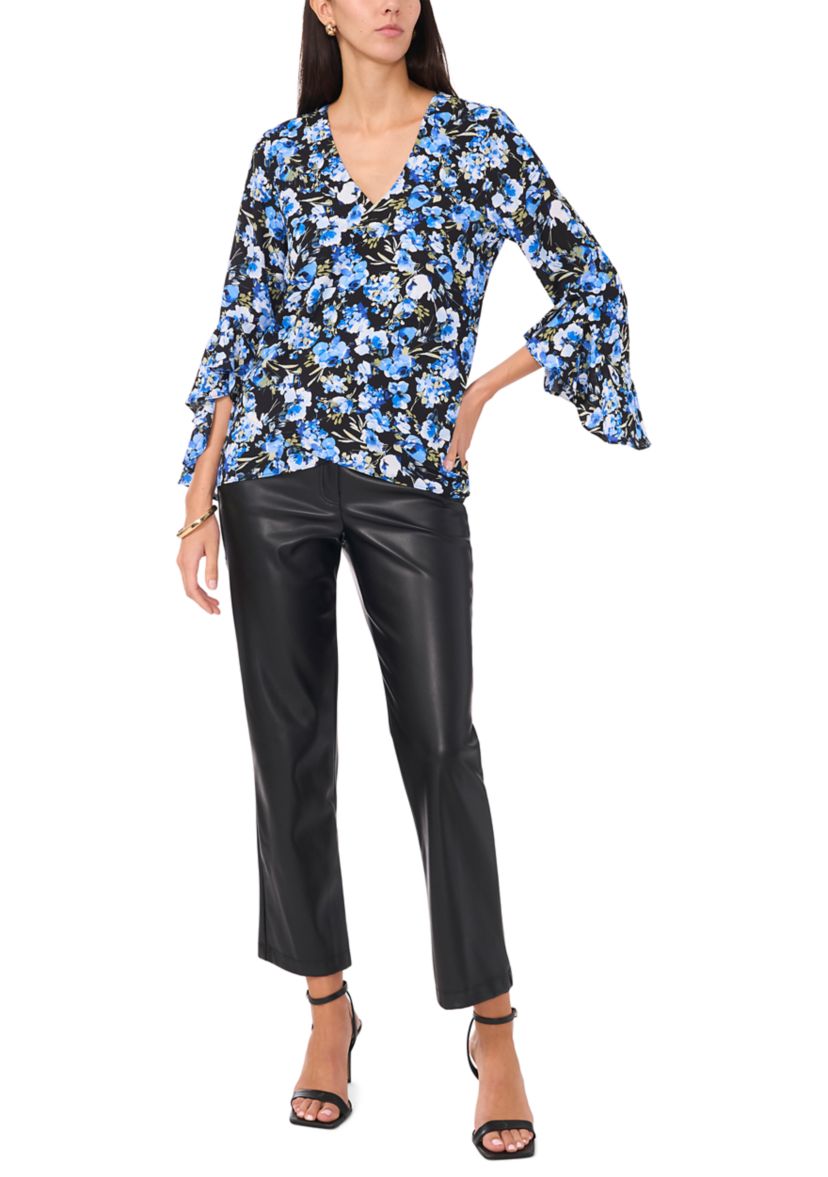 Petite Floral V-Neck Blouse