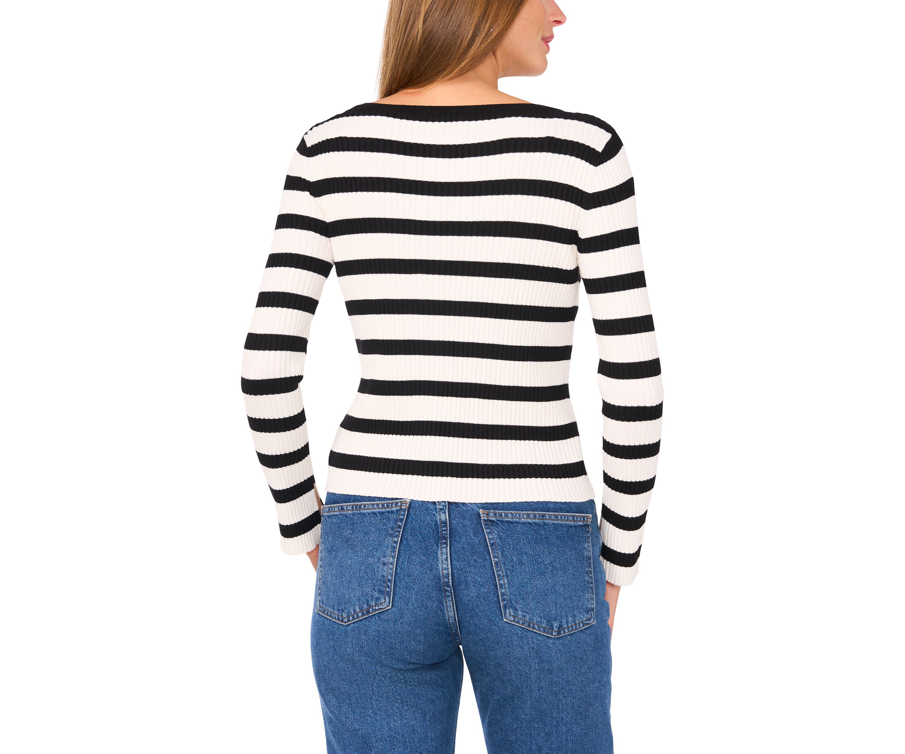 Petite Boat Neck Allover Stripe Top