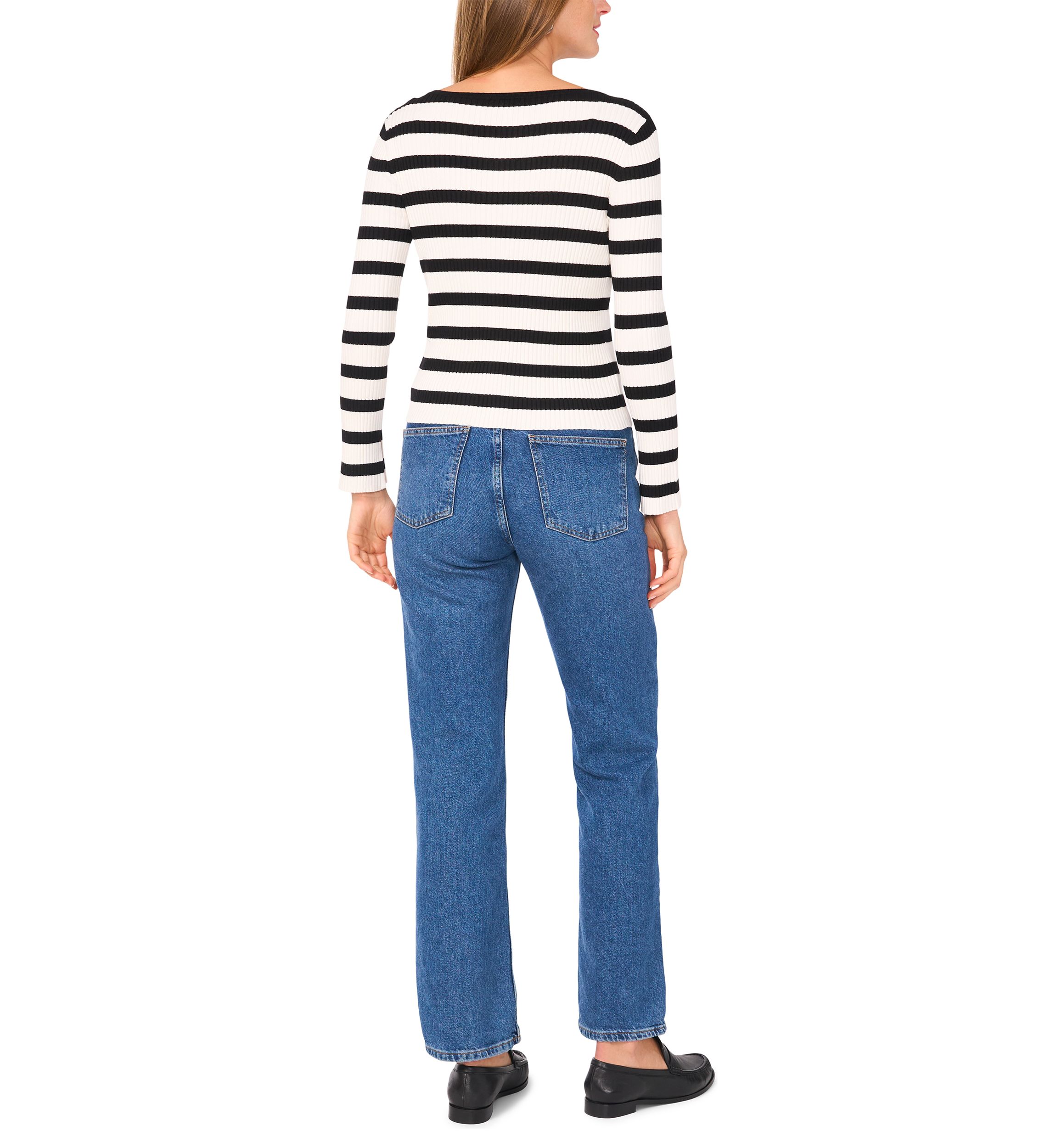 Petite Boat Neck Allover Stripe Top