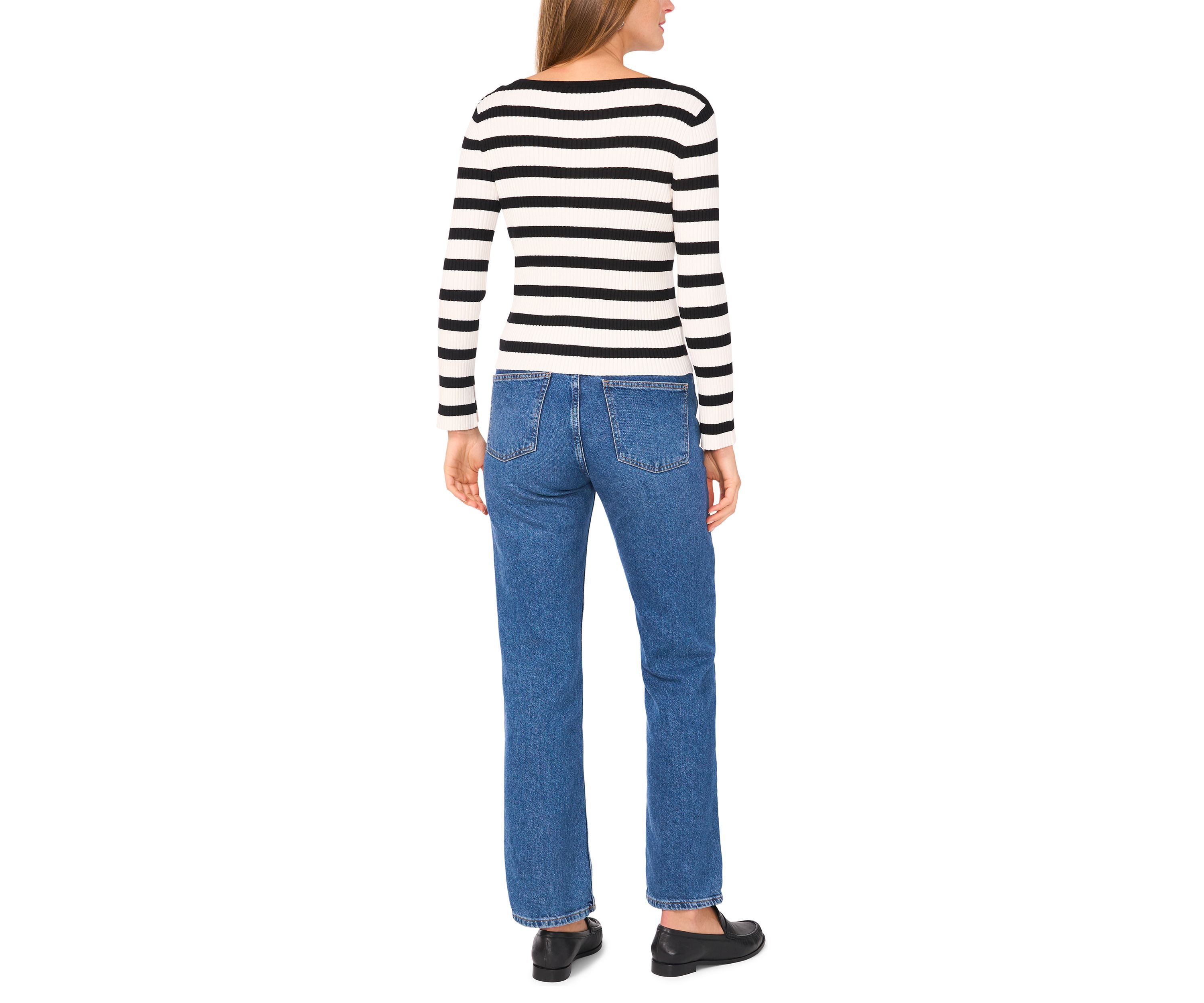 Petite Boat Neck Allover Stripe Top