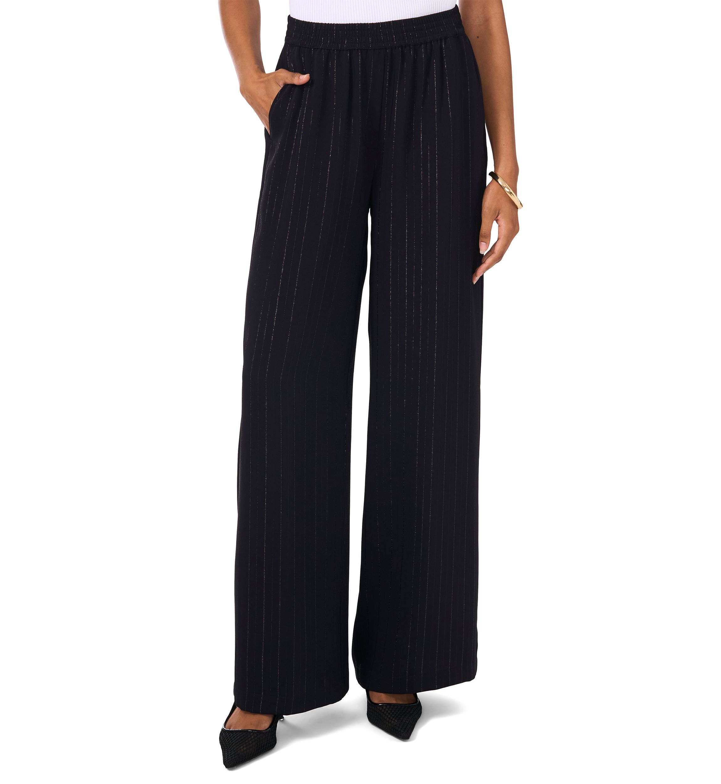 Petite Elastic Waist Pants with Slant