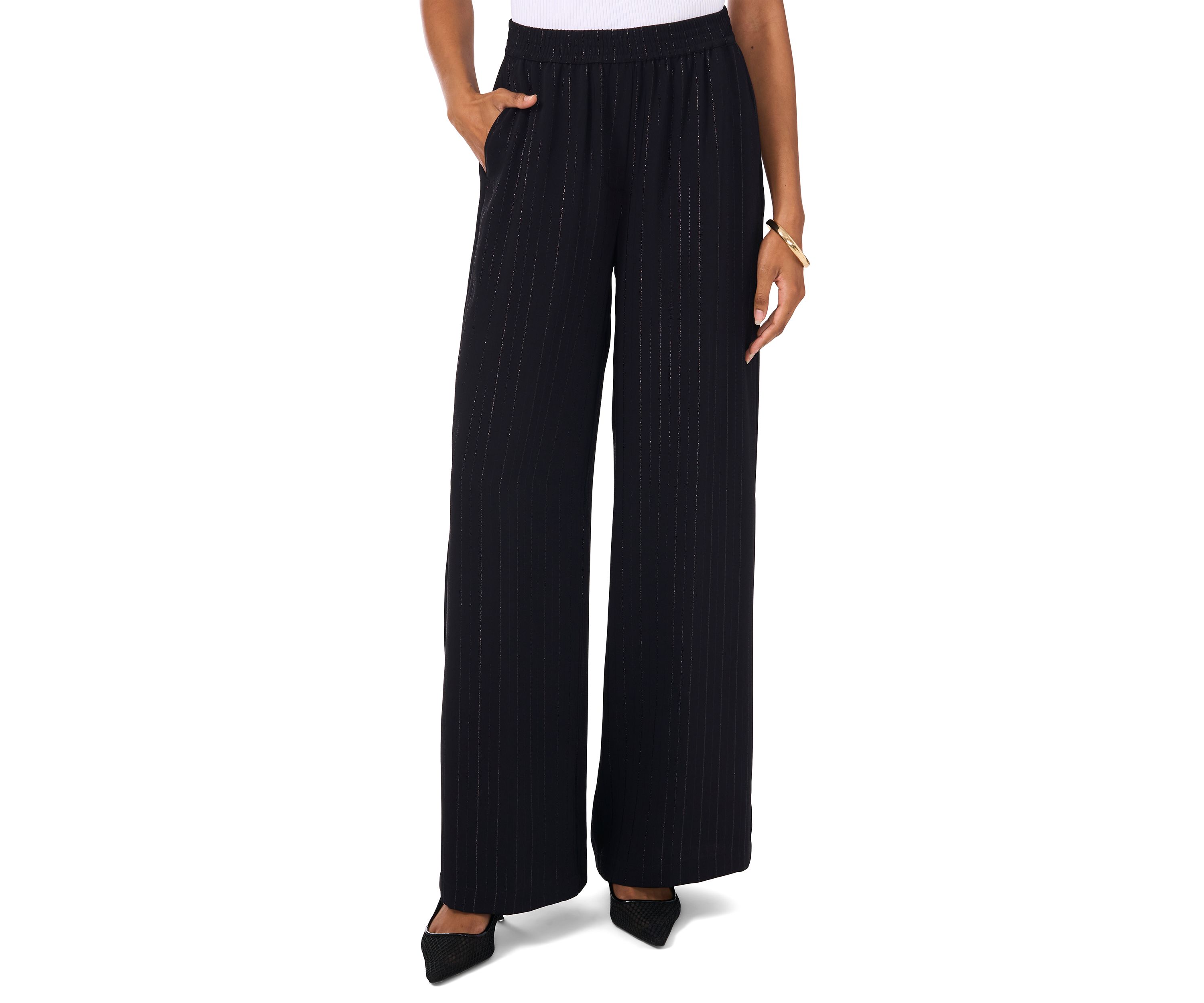 Petite Elastic Waist Pants with Slant
