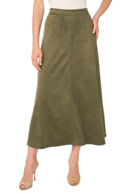 Vince Camuto Women's Petite Faux Suede A-Line Maxi Skirt, PM