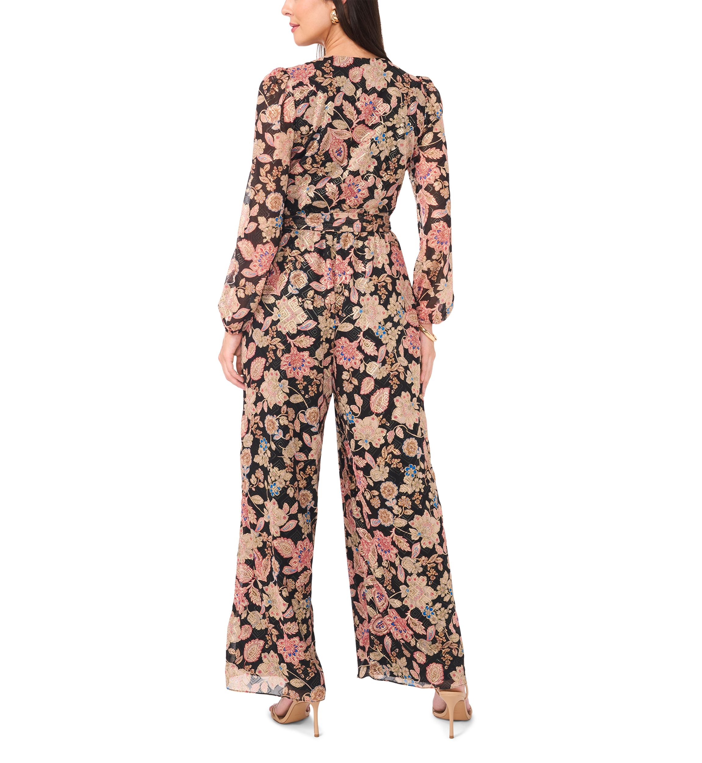 Petite V-Neck Tie Waist Jumpsuit
