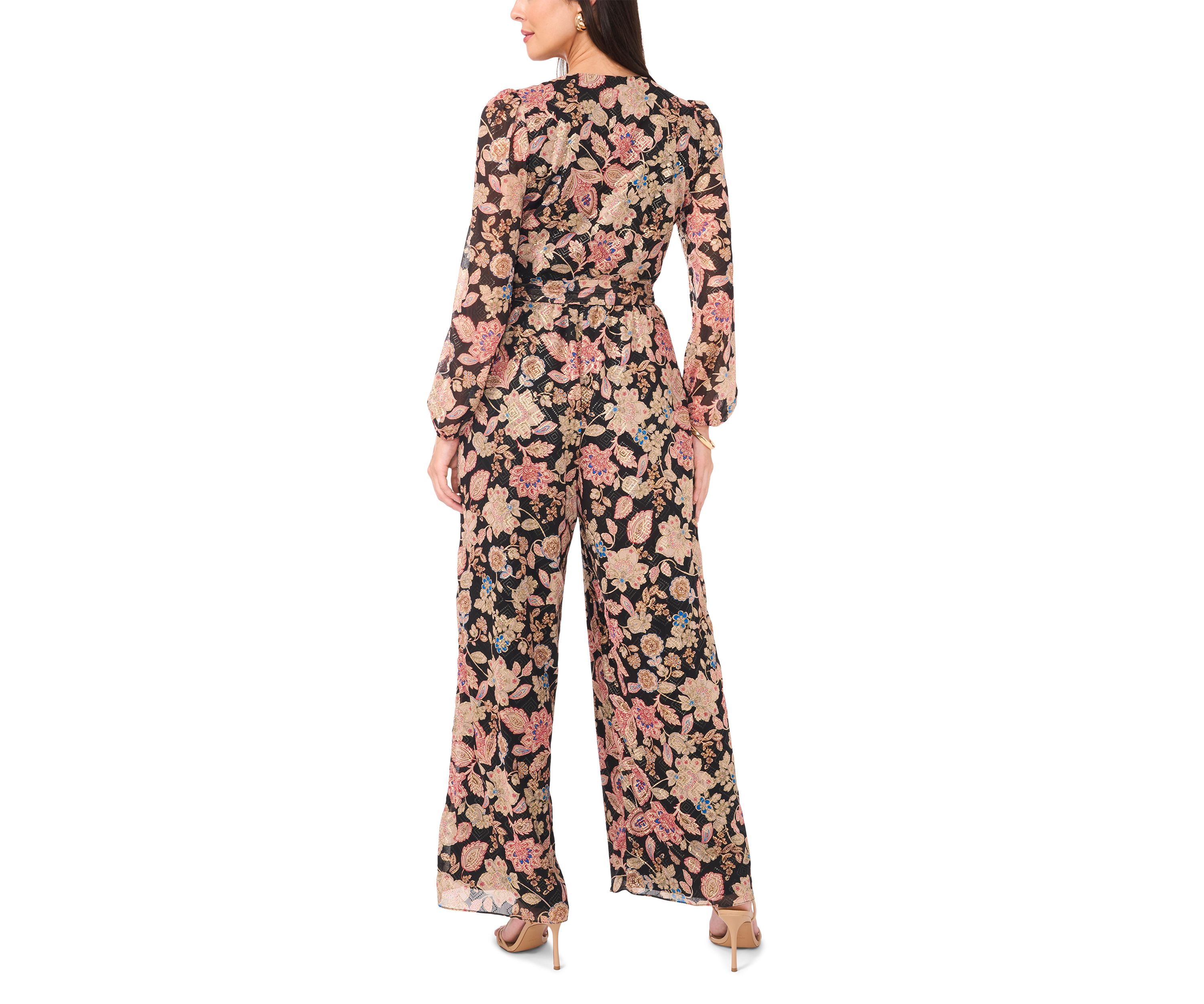Petite V-Neck Tie Waist Jumpsuit
