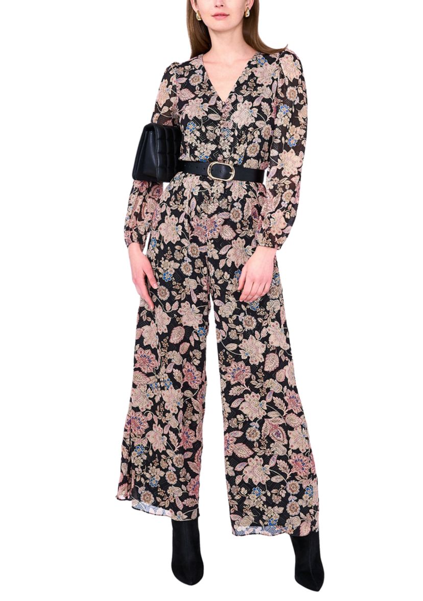 Petite V-Neck Tie Waist Jumpsuit