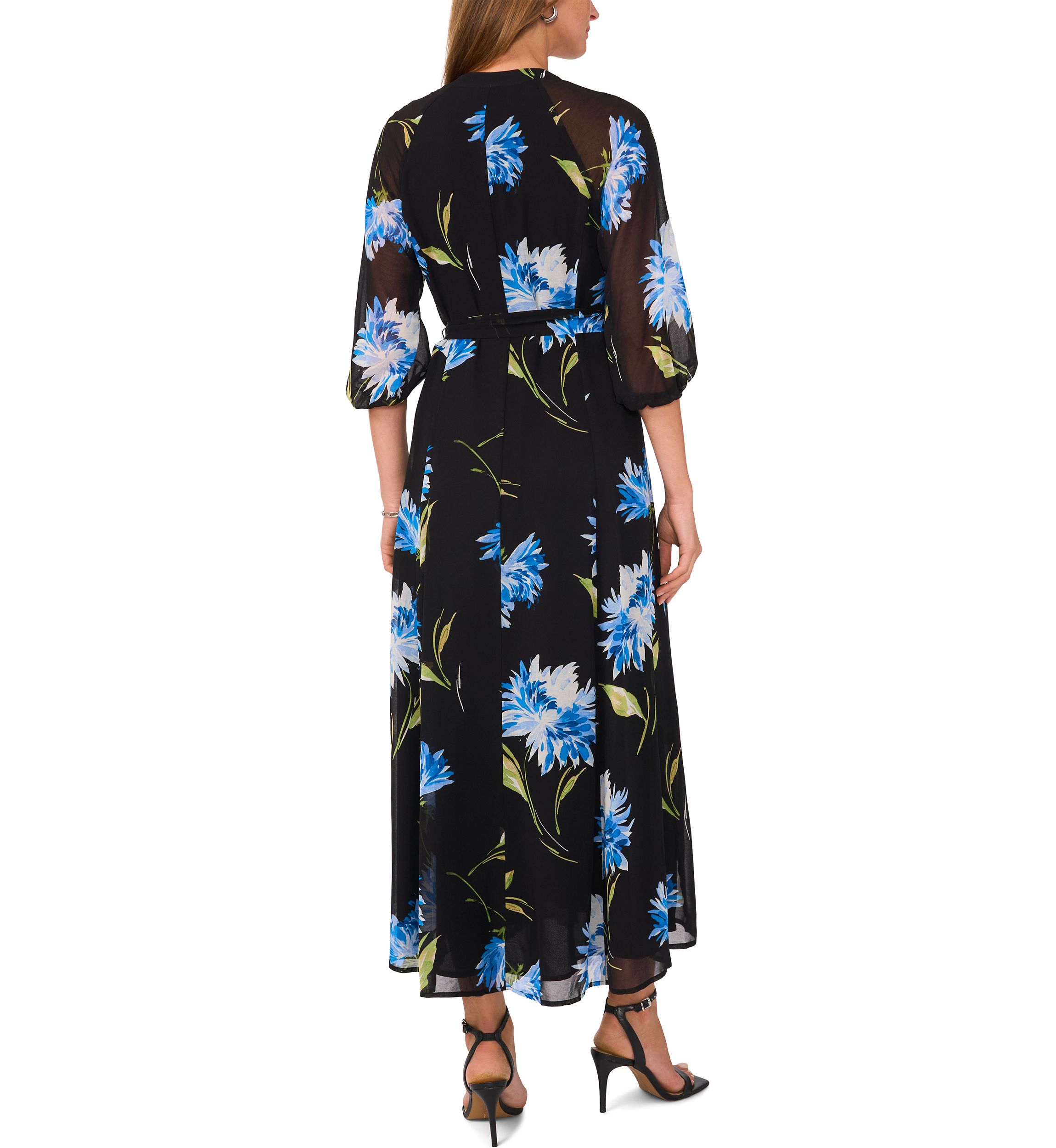 Petite Floral Puff Sleeve Maxi Dress