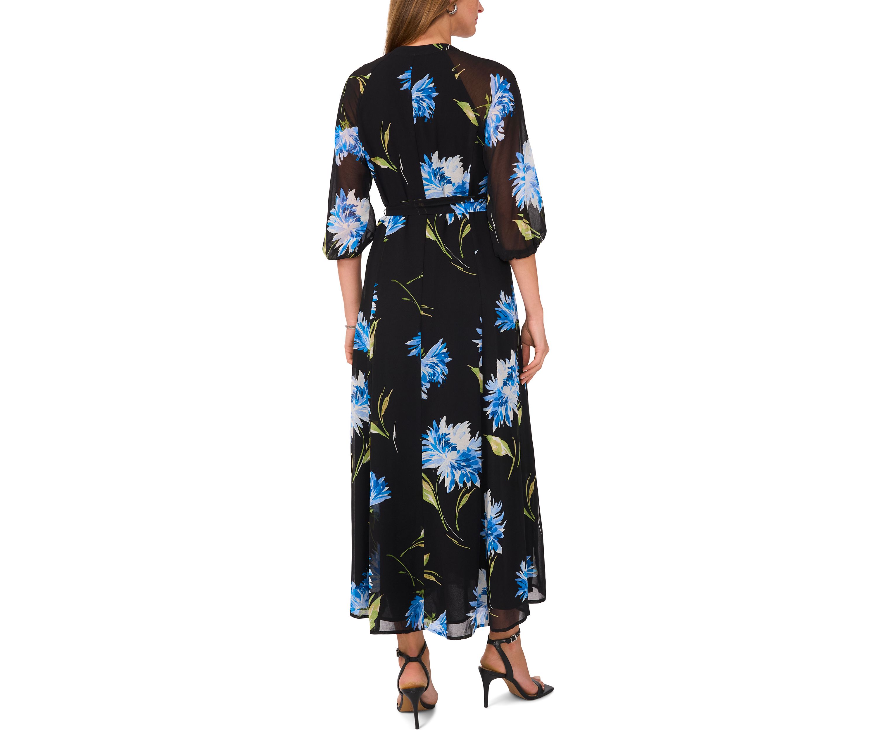 Petite Floral Puff Sleeve Maxi Dress