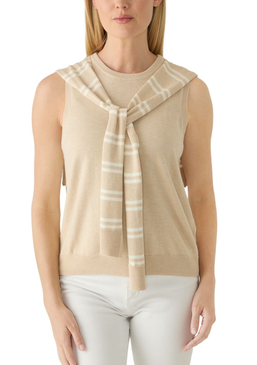 Vince Camuto Petite Sleeveless Solid Tank with Attached Stripe