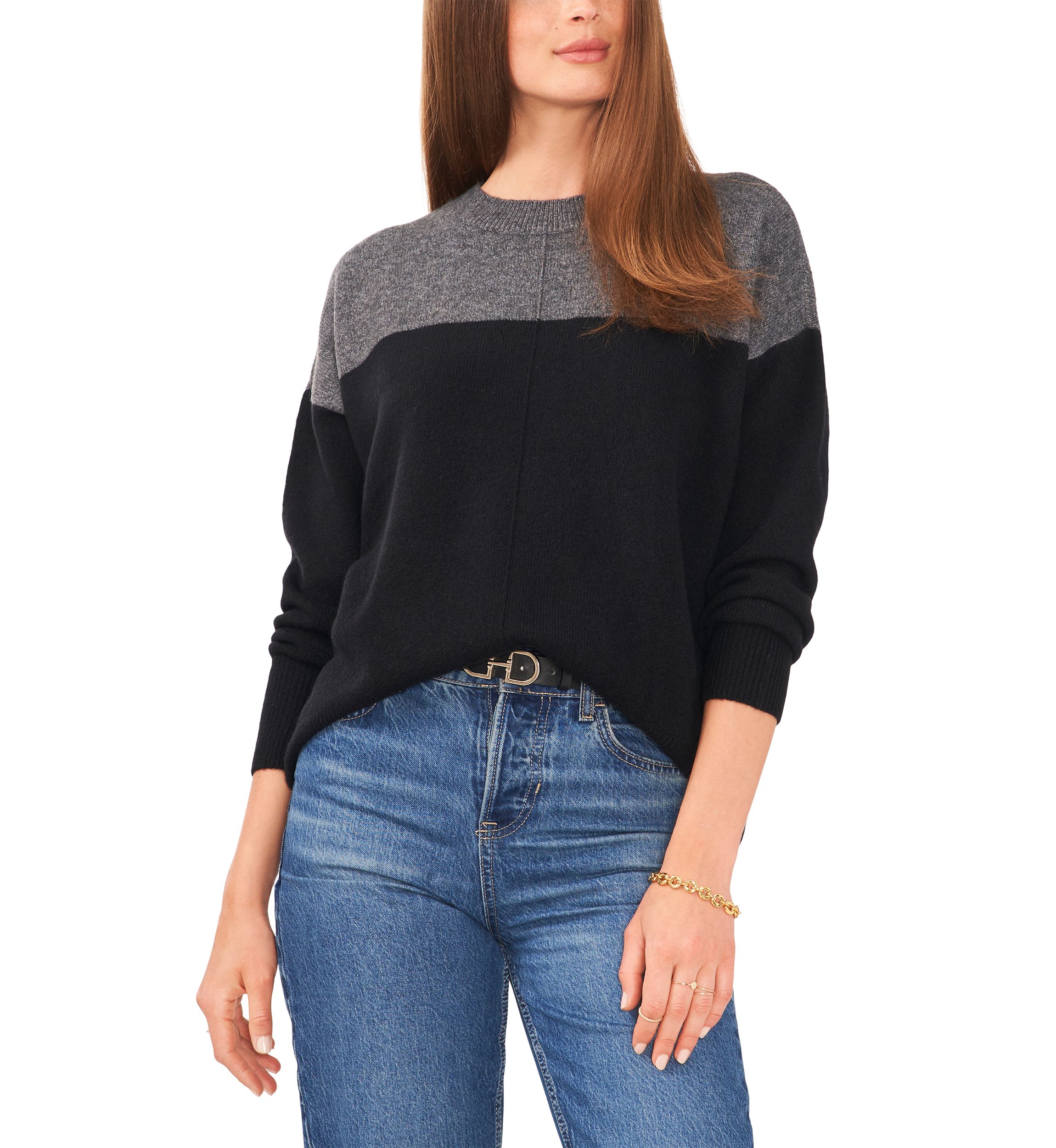 Petite Cozy Color Block Sweater