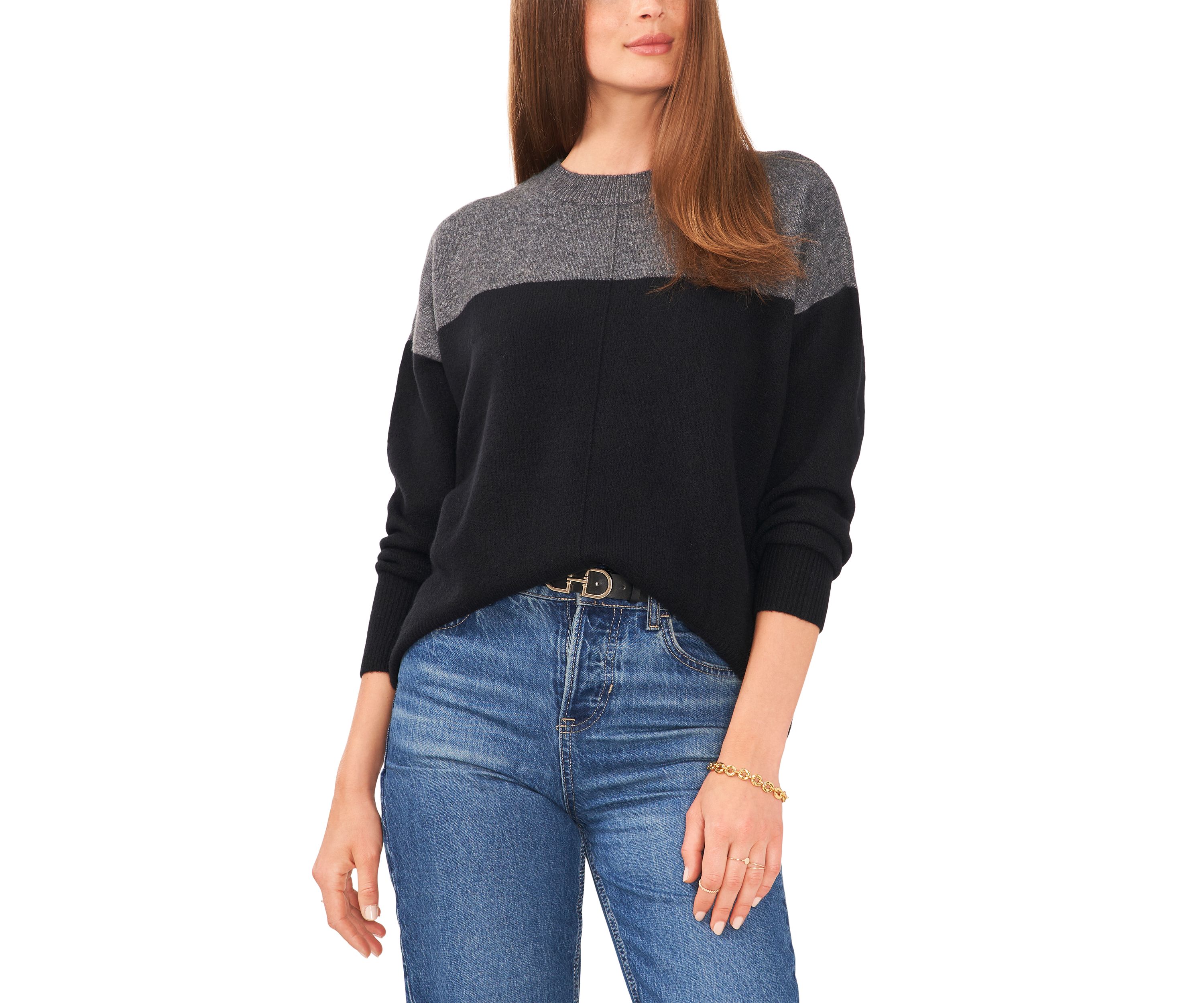 Petite Cozy Color Block Sweater
