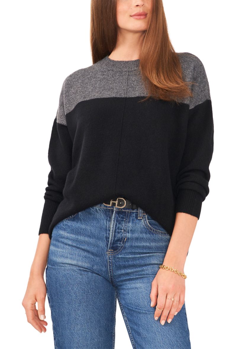 Petite Cozy Color Block Sweater