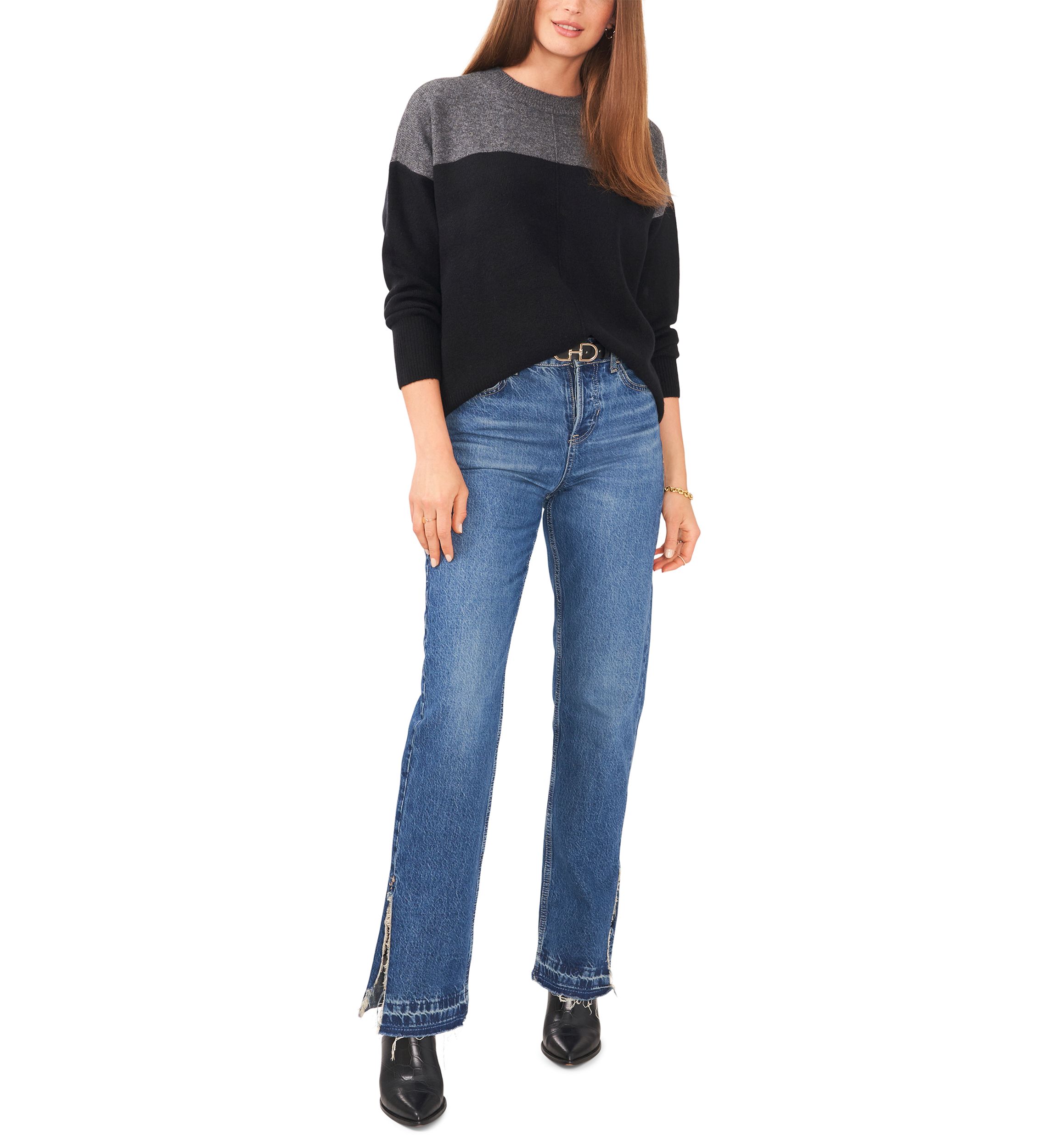 Petite Cozy Color Block Sweater