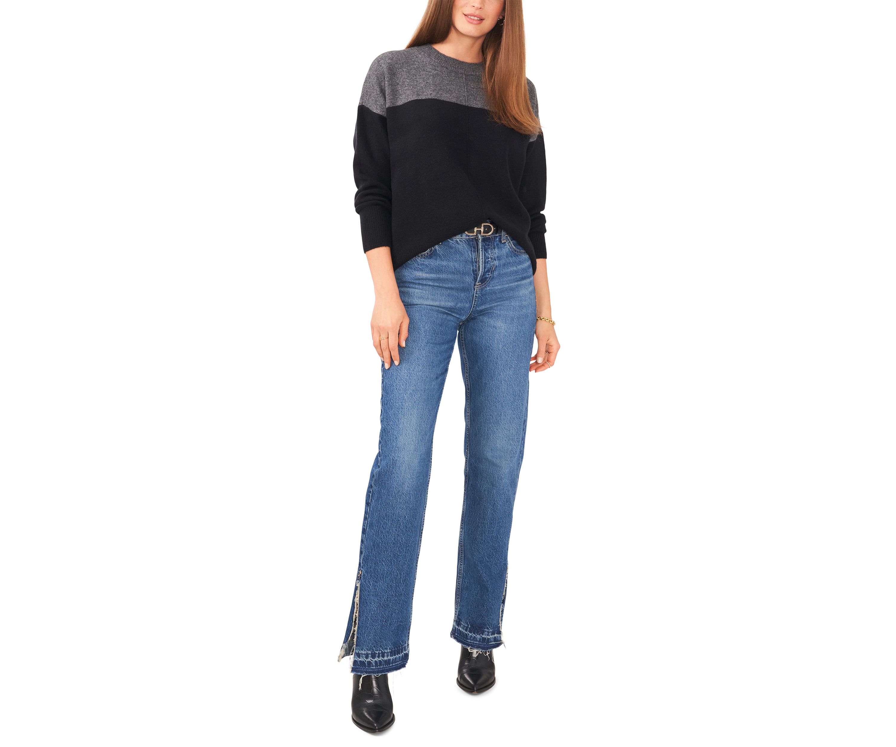 Petite Cozy Color Block Sweater