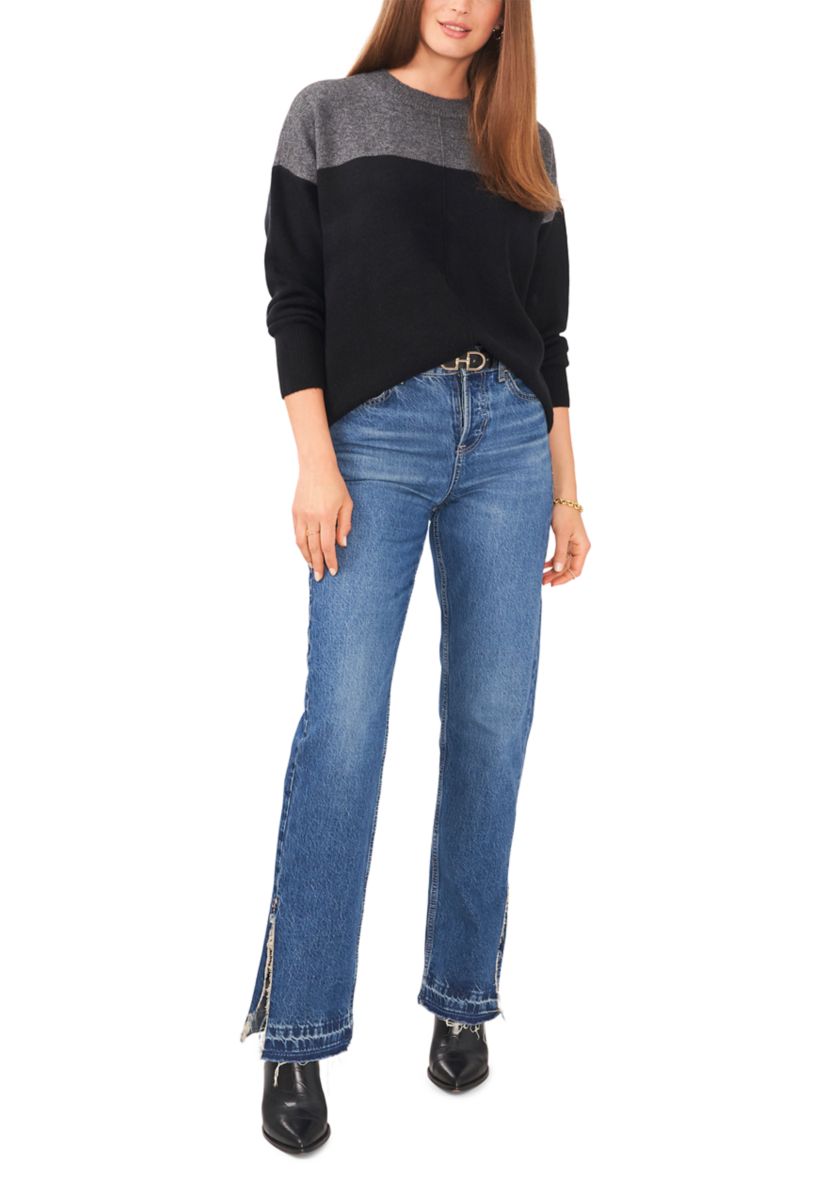 Petite Cozy Color Block Sweater