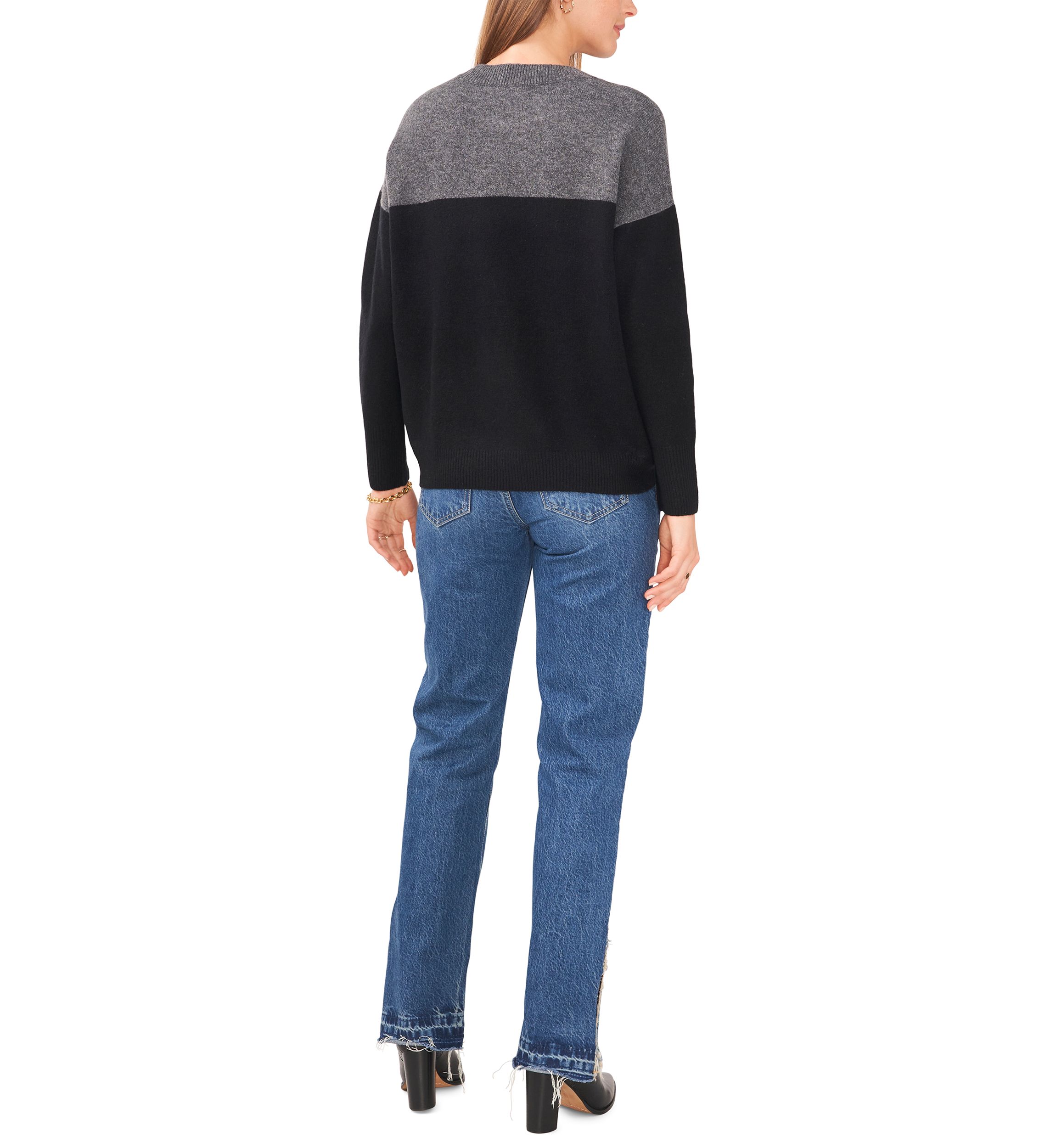 Petite Cozy Color Block Sweater
