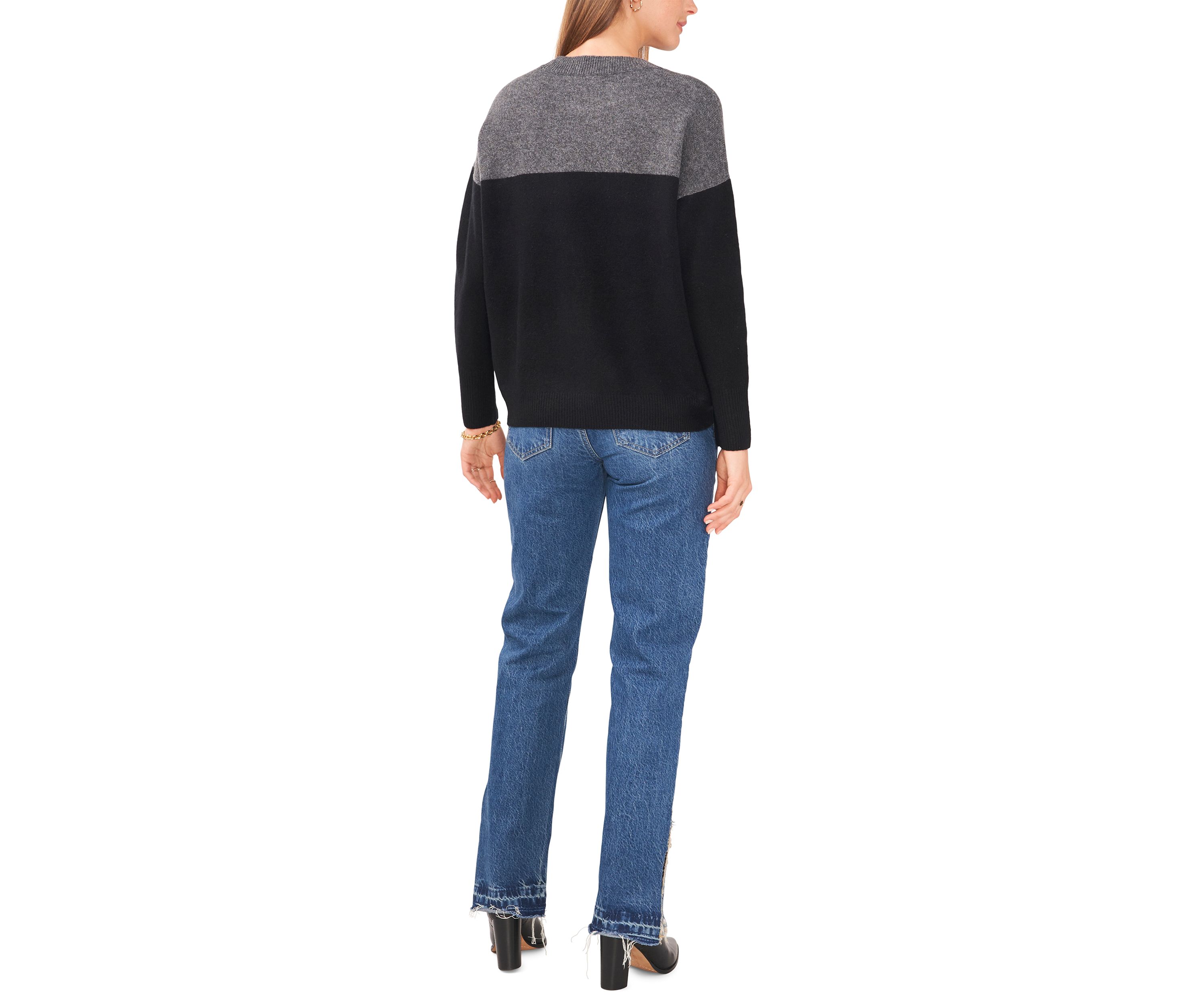 Petite Cozy Color Block Sweater