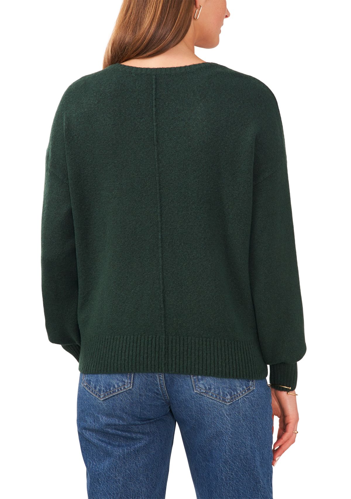 Petite V-Neck Front Seam Cozy Sweater 