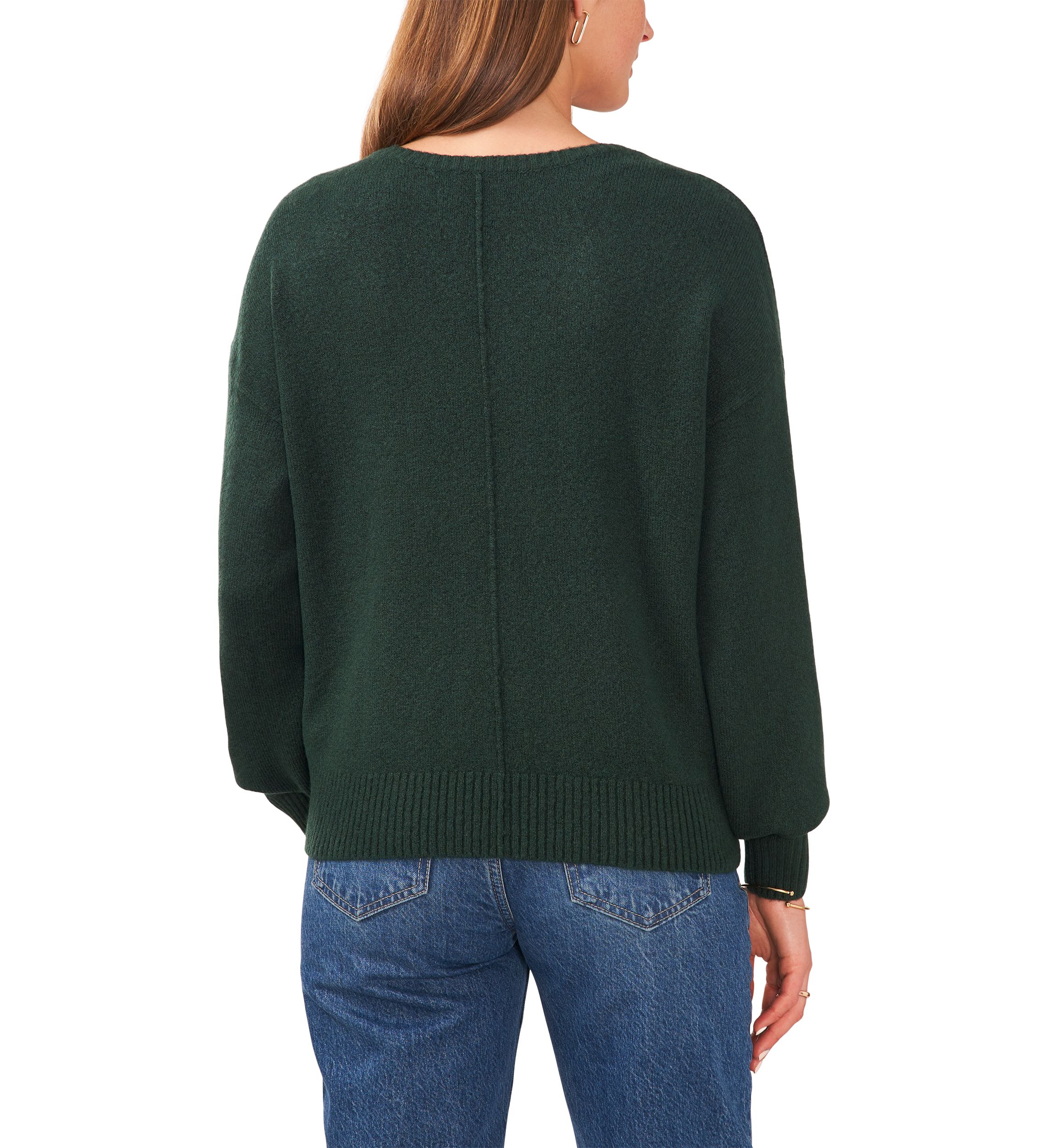 Petite V-Neck Front Seam Cozy Sweater 