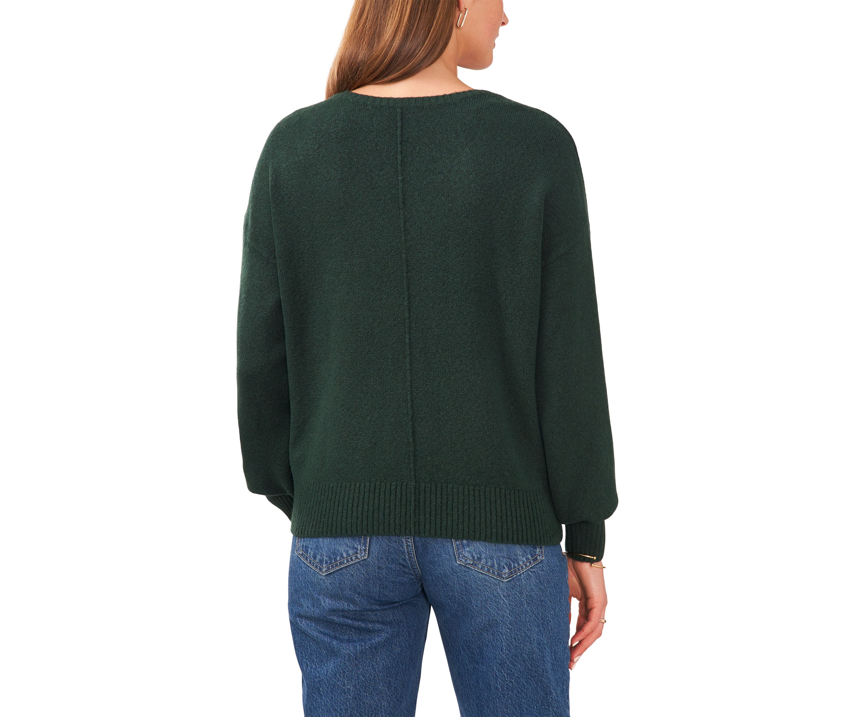 Petite V-Neck Front Seam Cozy Sweater 