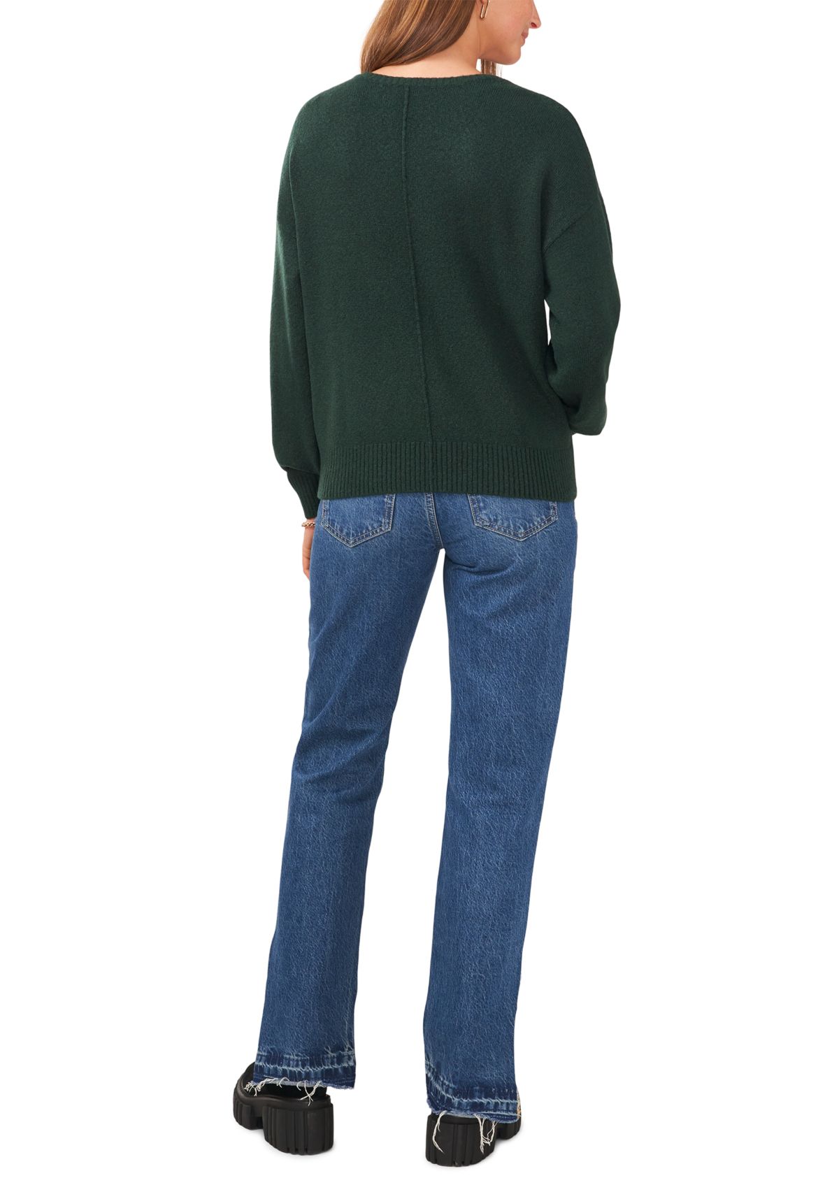 Petite V-Neck Front Seam Cozy Sweater 