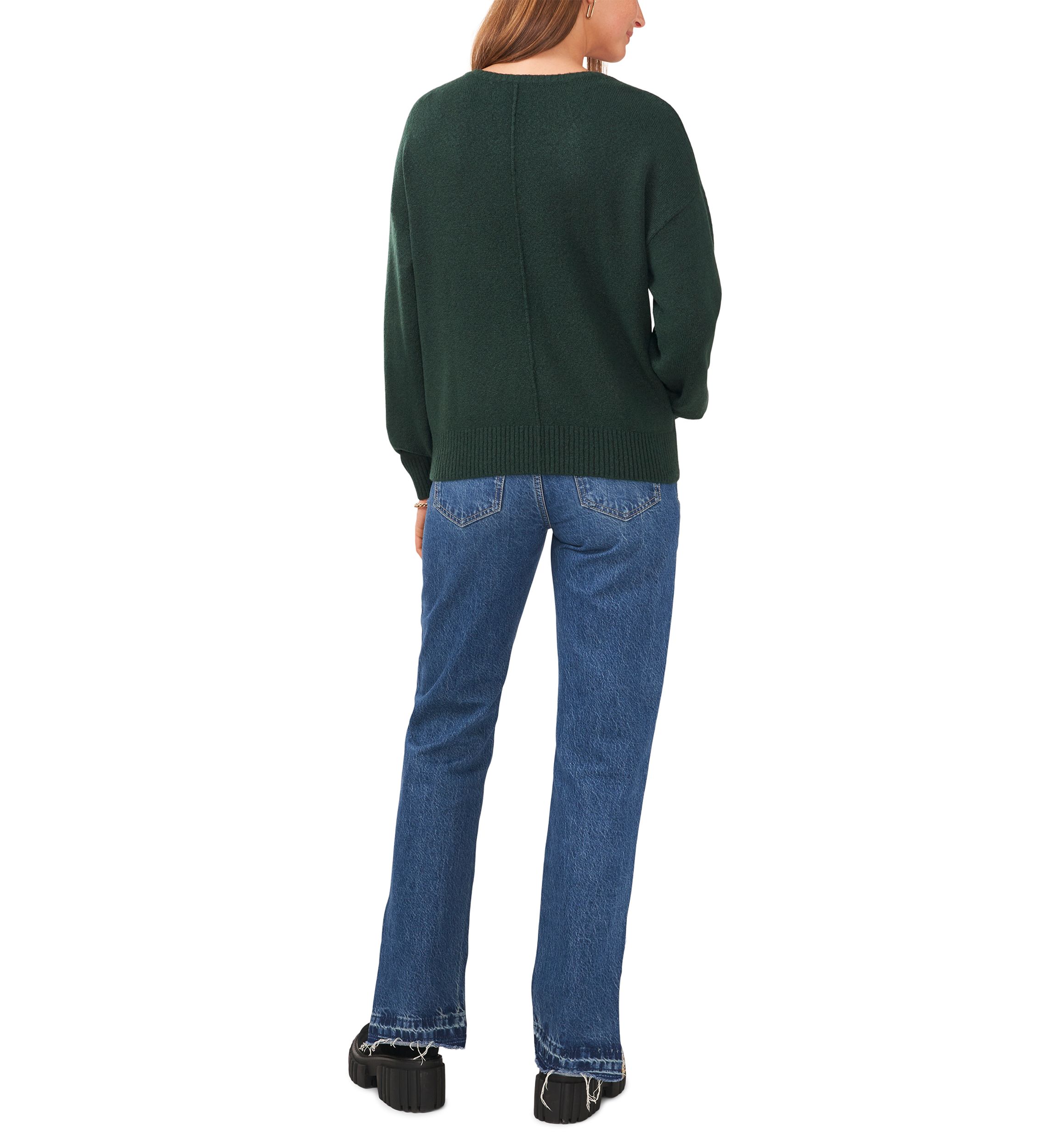 Petite V-Neck Front Seam Cozy Sweater 