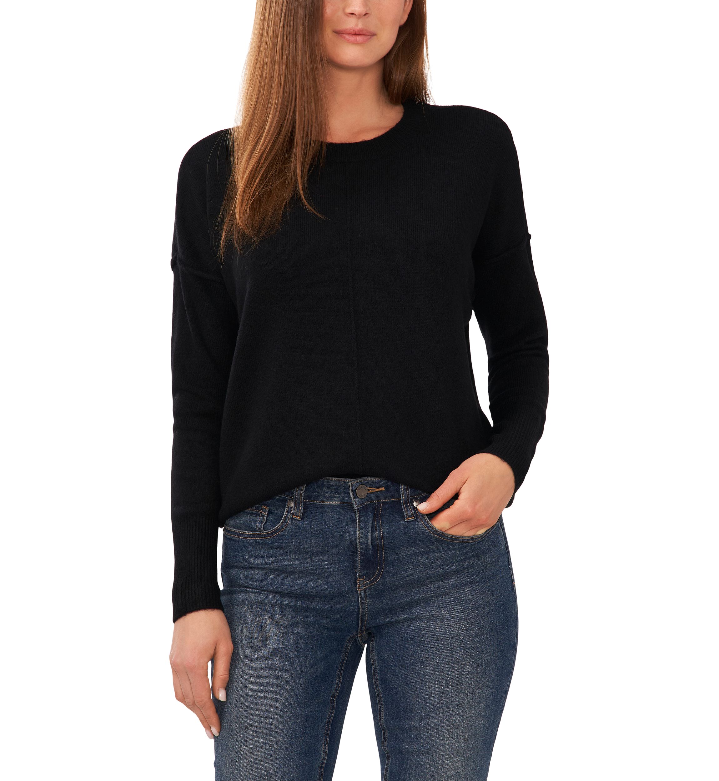 Womens Crew Neck Drop Shoulder Sweater 